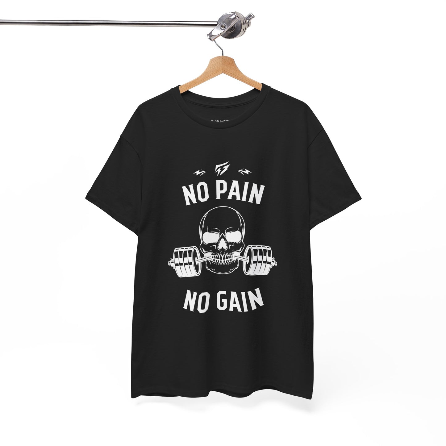 Skull Lifting Flashlander Gym Shirt No Pain No Gain Graphic Tee