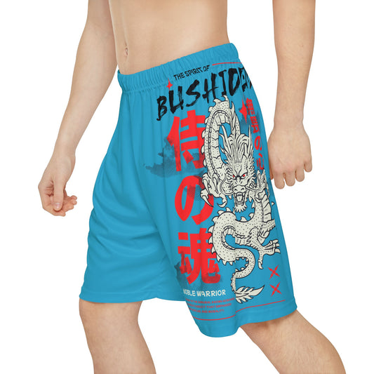 Japanese Dragon Bushido - Flashlander ALG Performance Men’s Gym Shorts (AOP) Turquoise