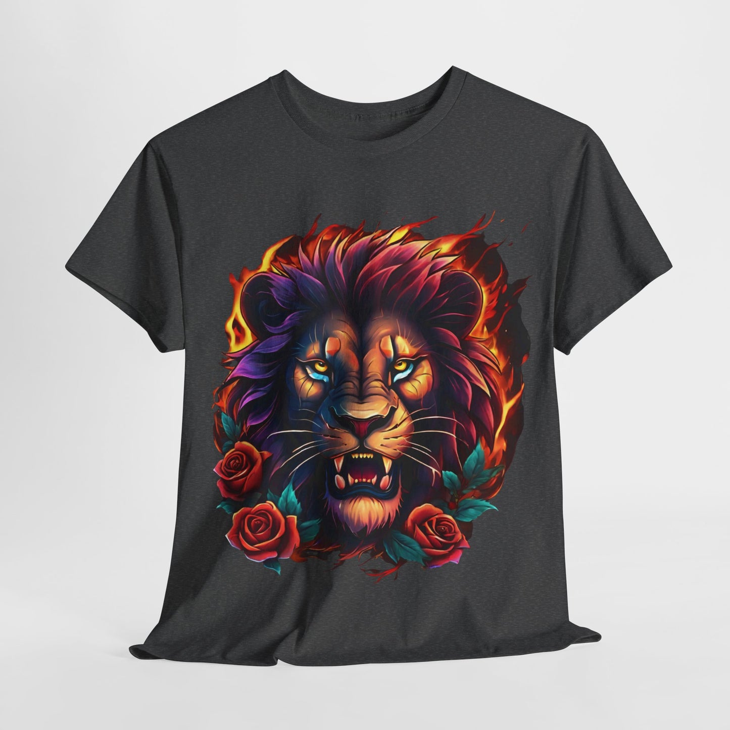 Lion Flames and Roses T-Shirt Flashlander