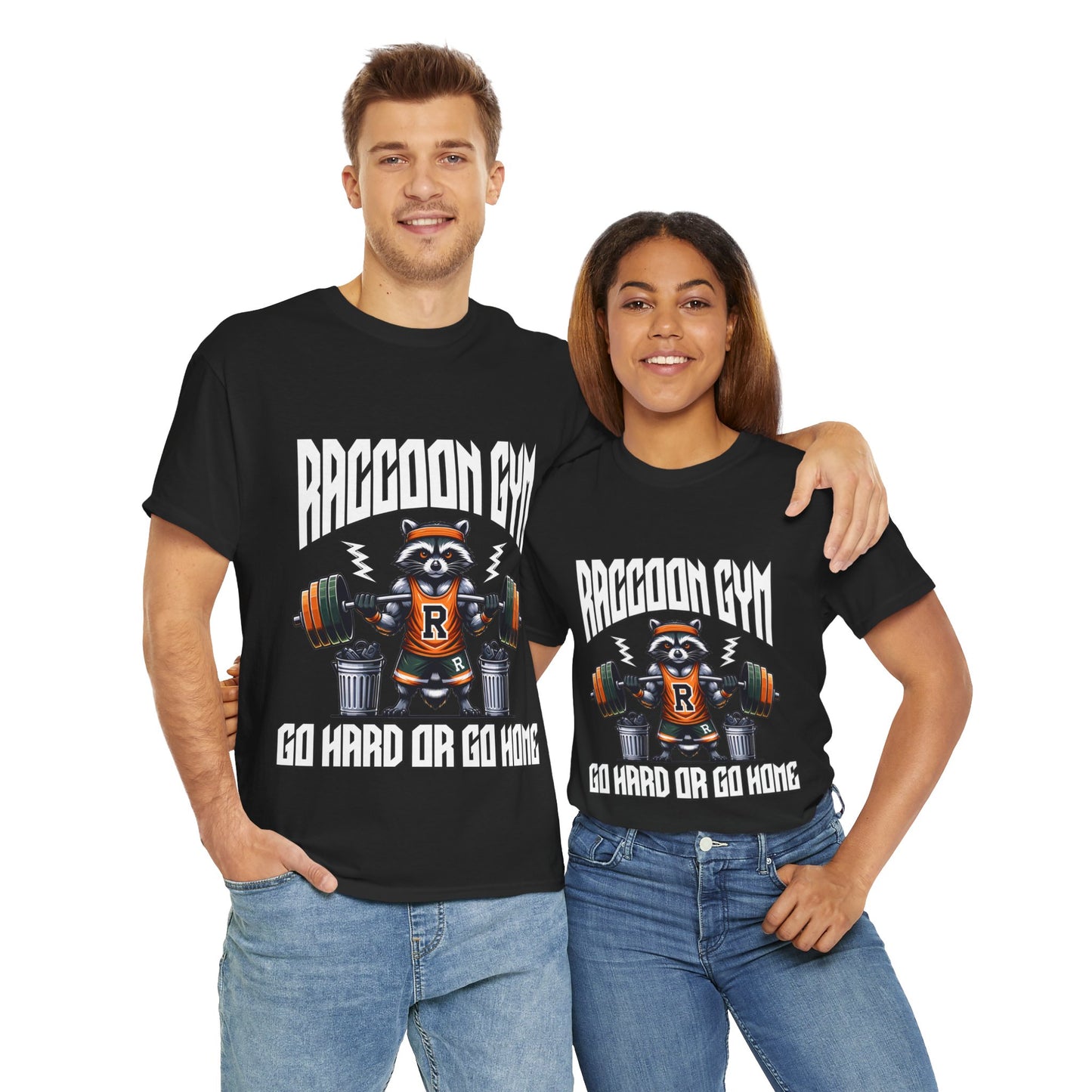 Raccoon Bodybuilder Shirt Flashlander Go Hard or Go Home Gym T-Shirt Cotton Unisex Graphic Tee