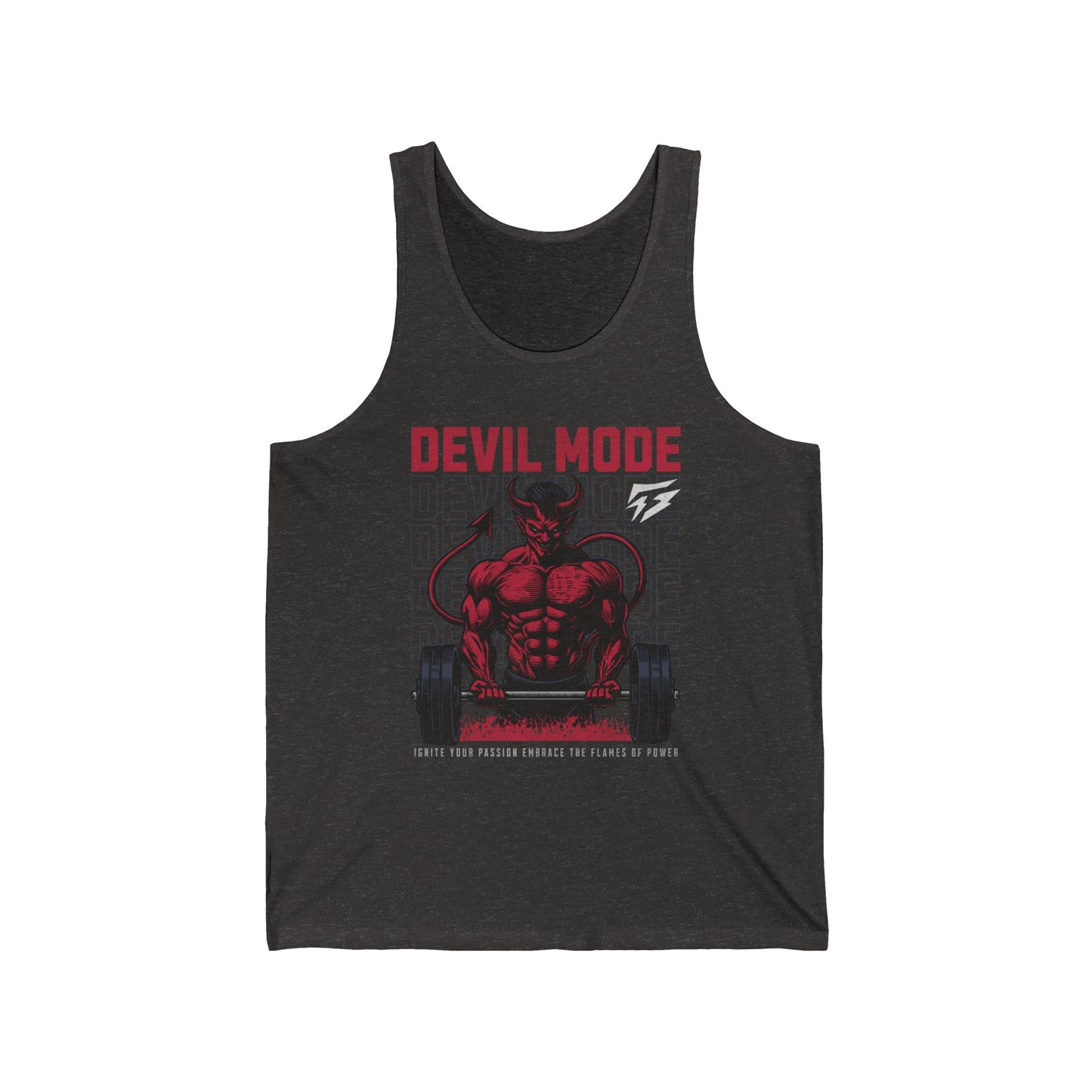 Muscle Devil Mode Gym Jersey Tank Flashlander Cotton Unisex Blue Aqua