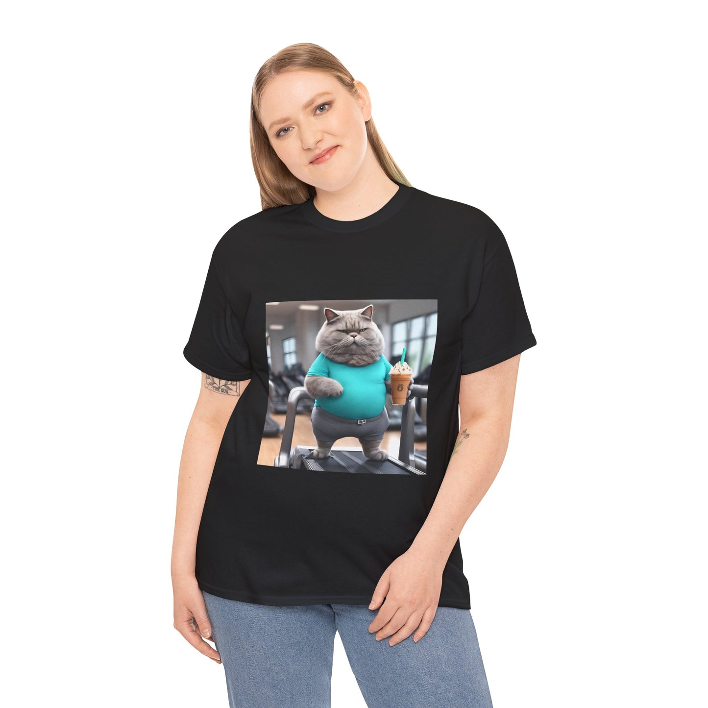 Funny Fat Cat On The Treadmill - Flashlander Gym Shirt