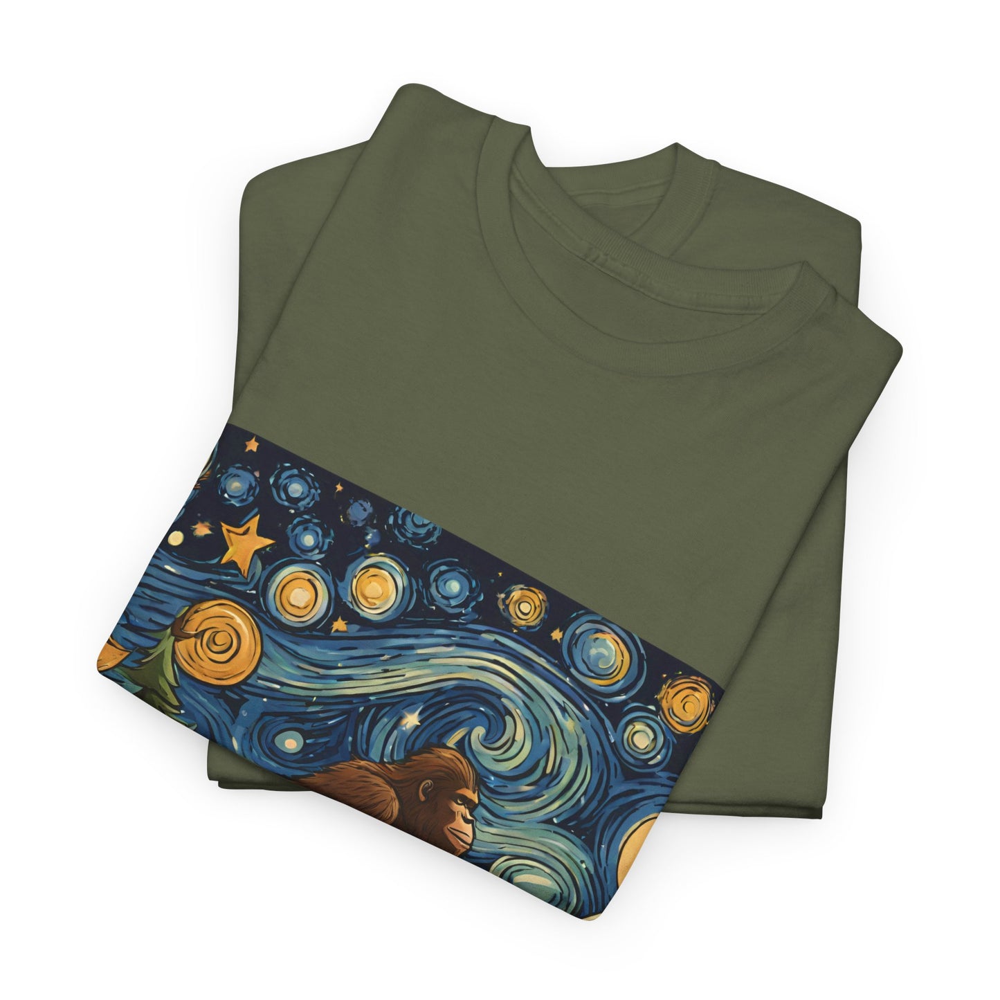 Bigfoot Strolls Through Van Gogh's Starry Night - Flashlander Gym Shirt