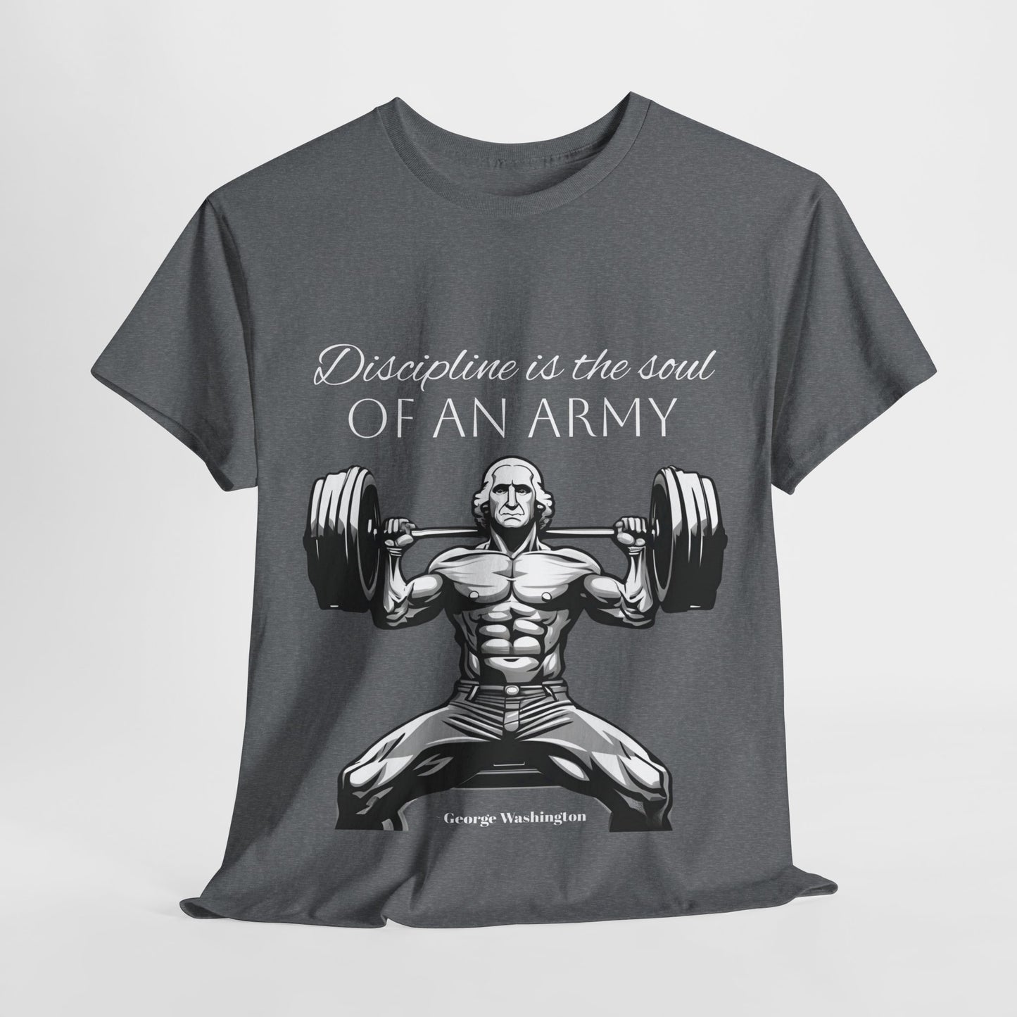 T-shirt de culturiste George Washington - Flashlander Disipline Is The Soul Of An Army Gym T-shirt en coton unisexe noir anthracite graphique