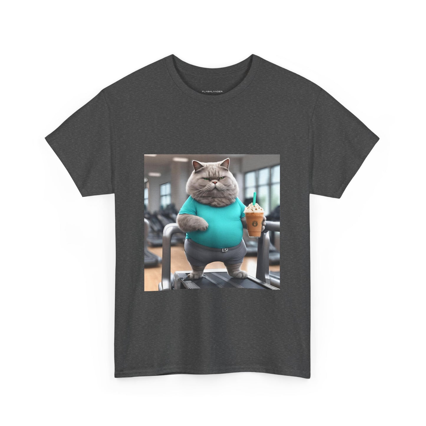 Funny Fat Cat On The Treadmill - Flashlander Gym Shirt