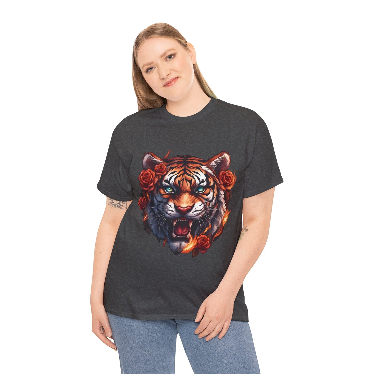 Tiger Flames and Roses T-Shirt Flashlander