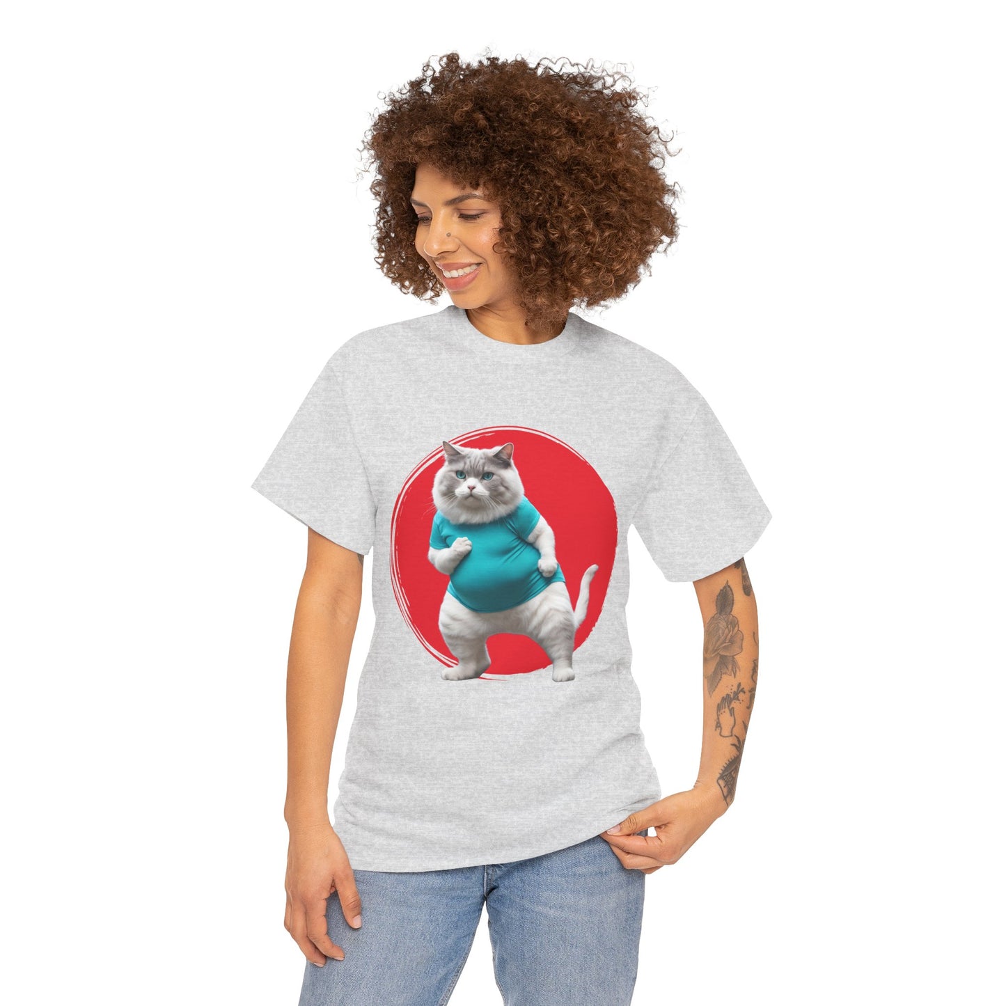 Camiseta de gimnasio Flashlander con divertido gato gordo de karate