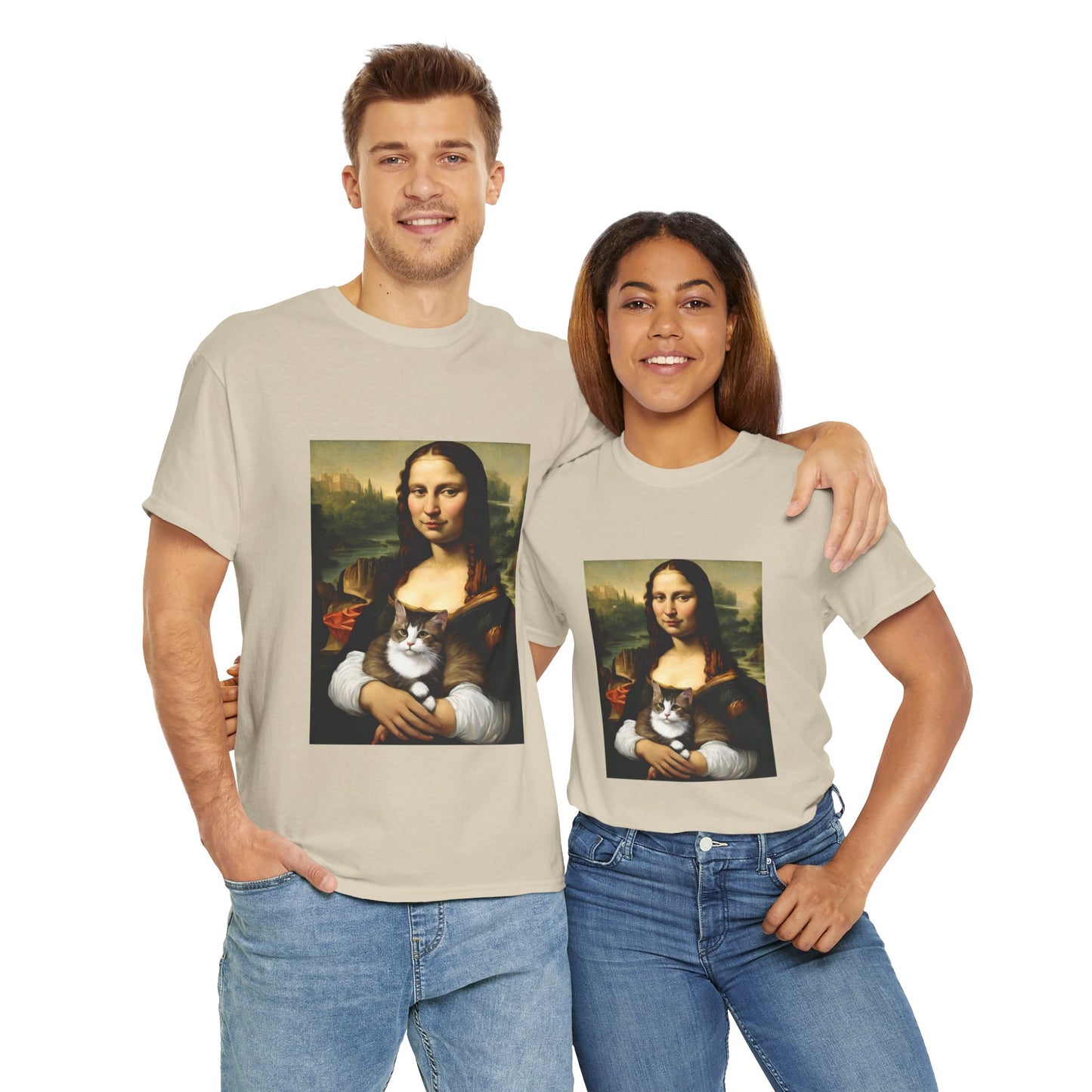 Mona Lisa with Cat - Flashlander Gym Shirt