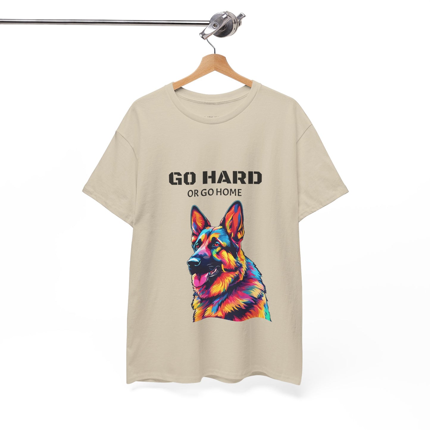 Camiseta de gimnasia Flashlander con diseño de perro pastor alemán Pop Art: "Ve a por todas o vete a casa"