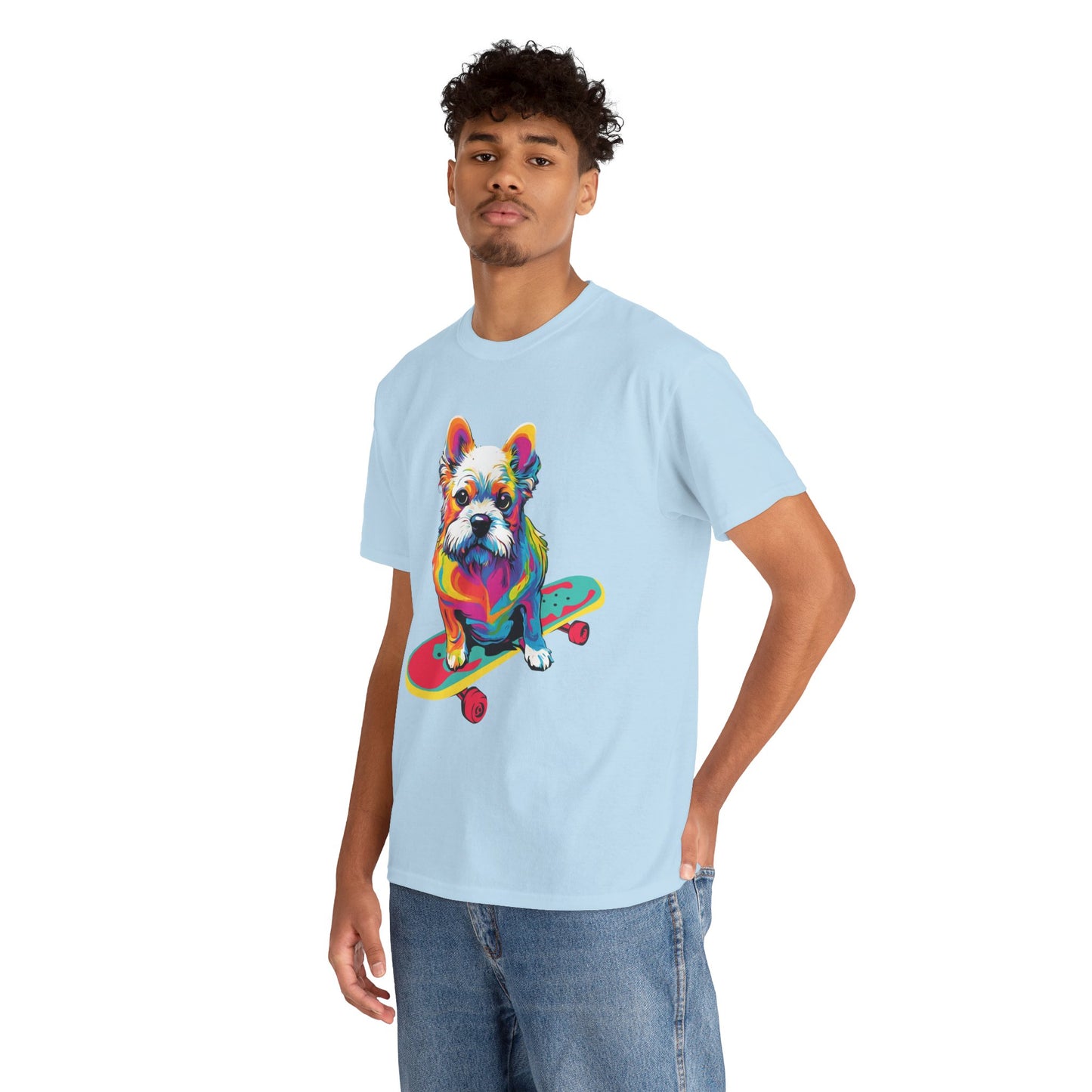 T-shirt de sport Flashlander avec chien skateboardant Pop Art