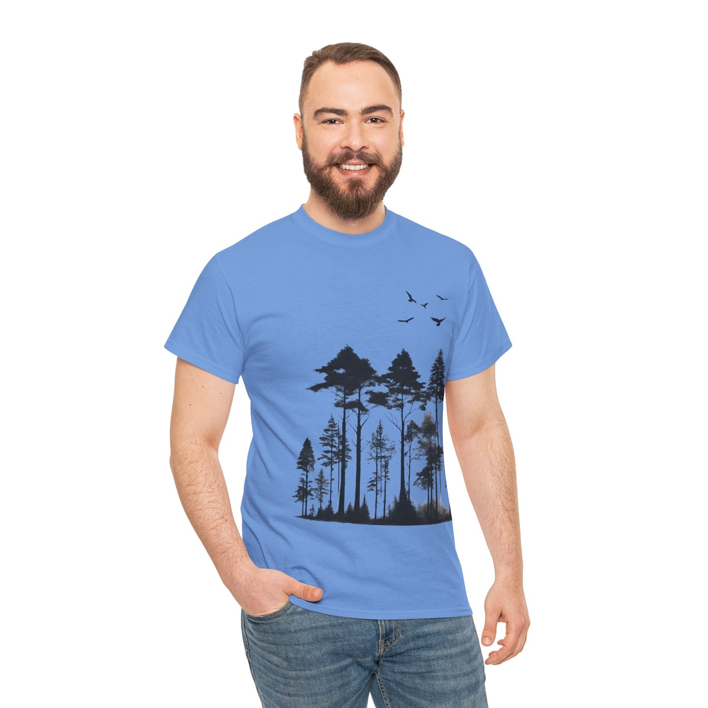 Camisa del bosque de pinos Camiseta unisex de algodón pesado Flashlander