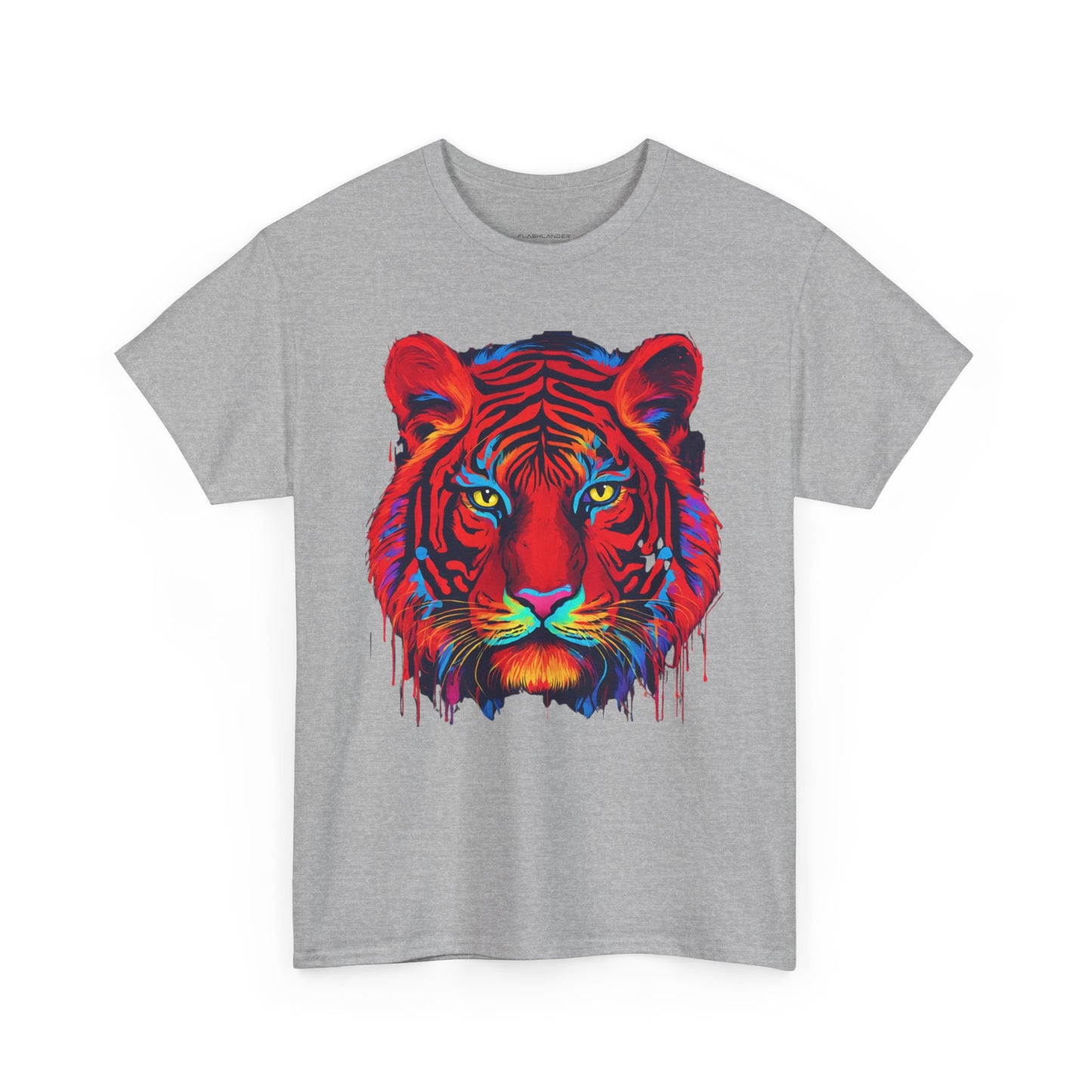 Majestuosa camiseta de Flashlander con diseño pop art de tigre rojo