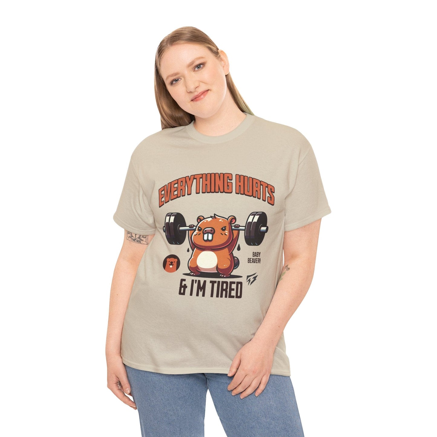 T-shirt de sport Beaver Everything Hurts &amp; I'm Tired T-shirt de sport Flashlander en coton unisexe noir anthracite T-shirt graphique de performance