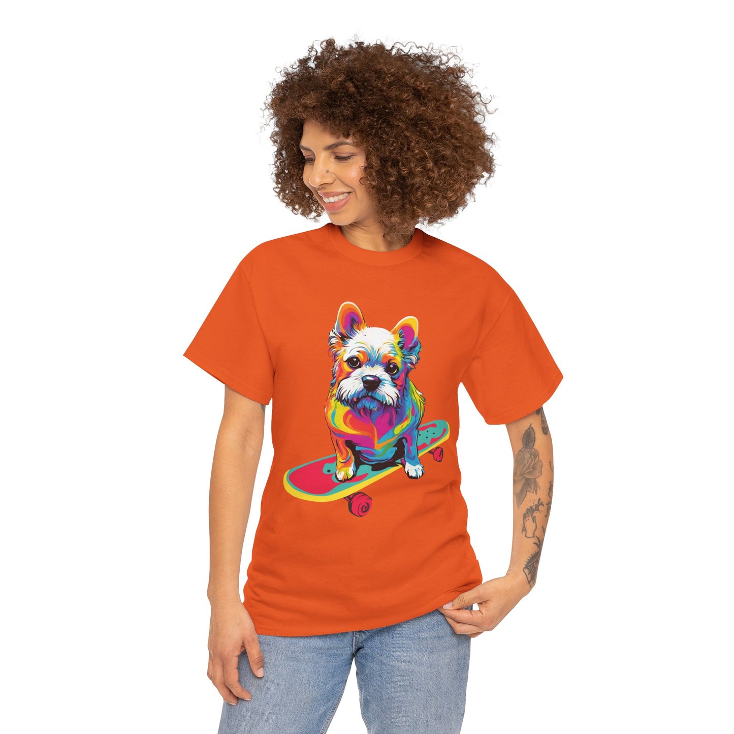 T-shirt de sport Flashlander avec chien skateboardant Pop Art