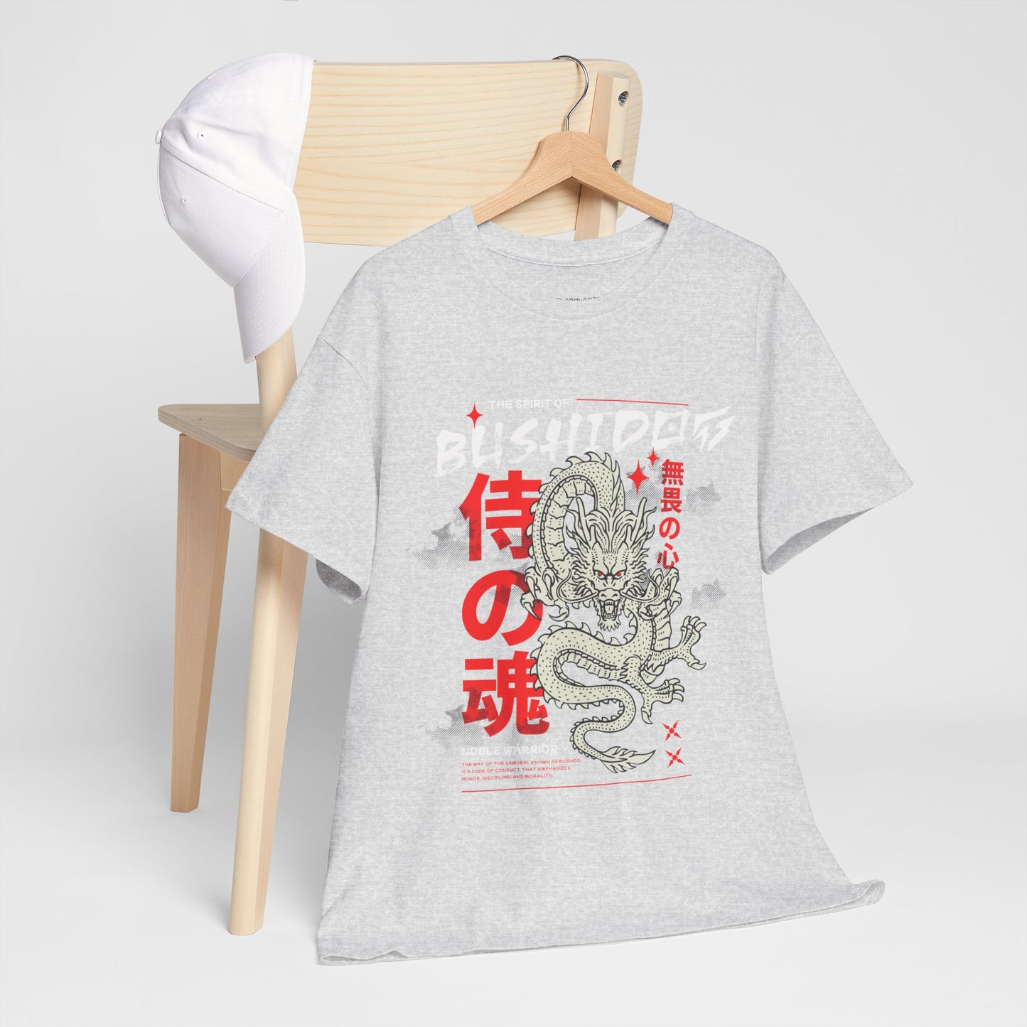 Dragon Gym Shirt The Spirit of Bushido T-Shirt Flashlander Cotton Unisex Charcoal Black Graphic Tee