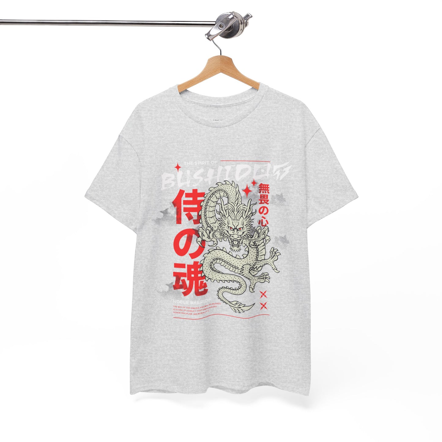 Dragon Gym Shirt The Spirit of Bushido T-Shirt Flashlander Cotton Unisex Charcoal Black Graphic Tee