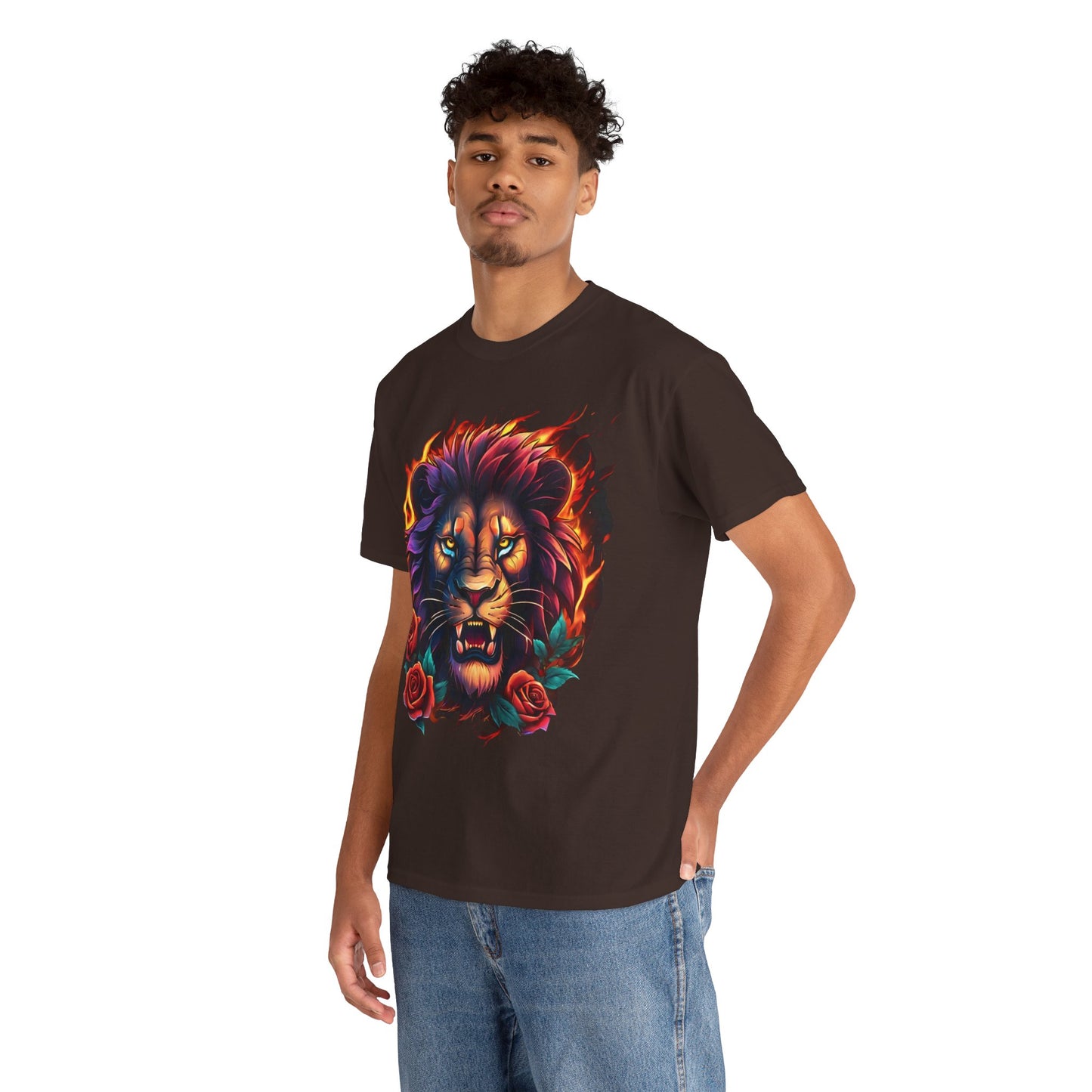 Lion Flames and Roses T-Shirt Flashlander