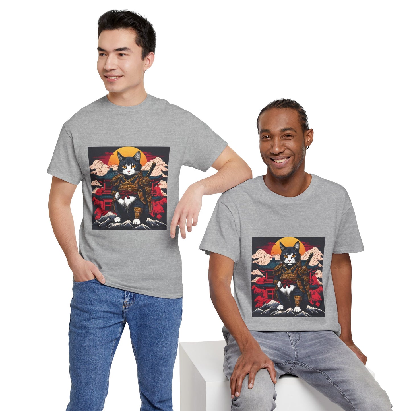 Samurai Cat Cartoon Anime - Flashlander Gym Shirt