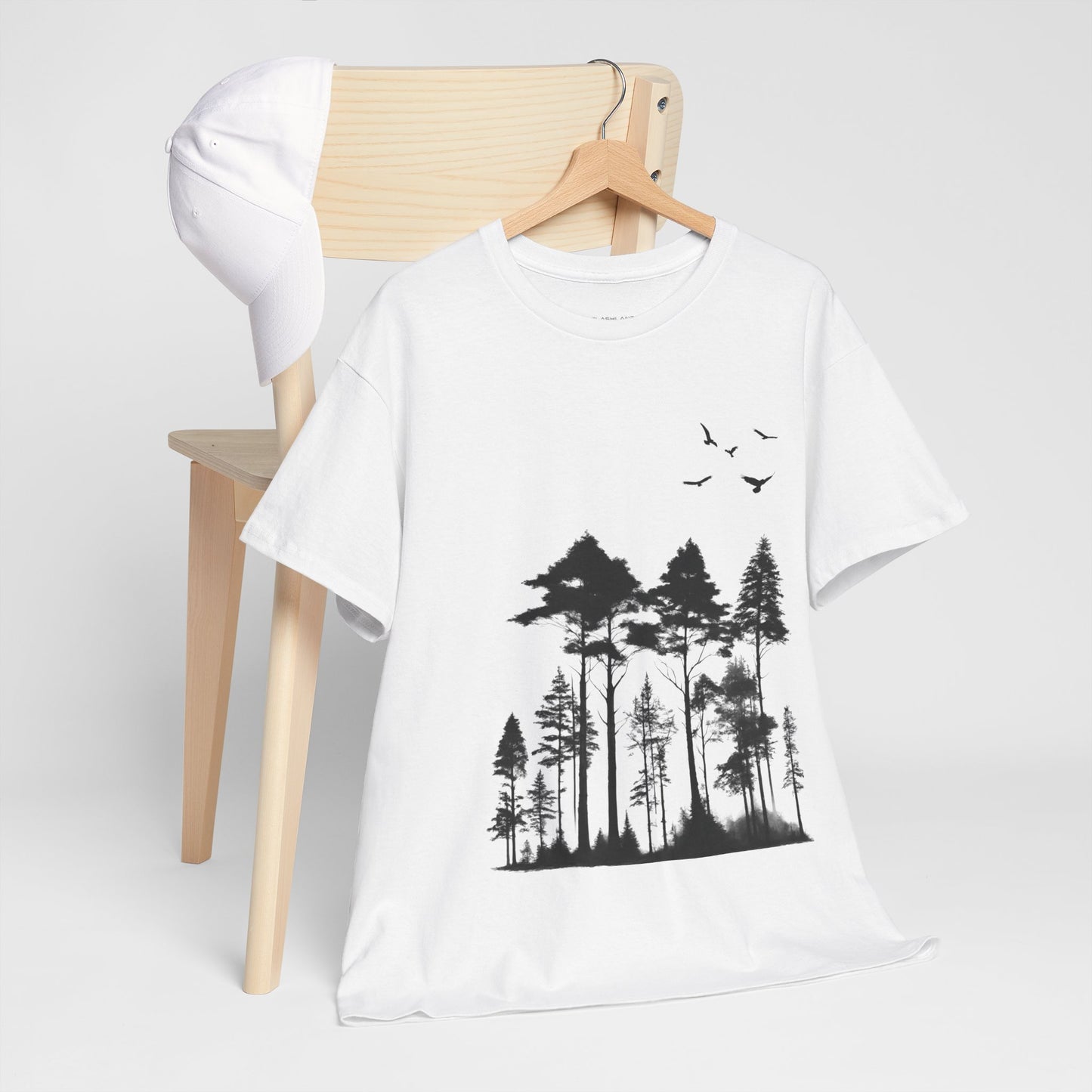 Camisa del bosque de pinos Camiseta unisex de algodón pesado Flashlander