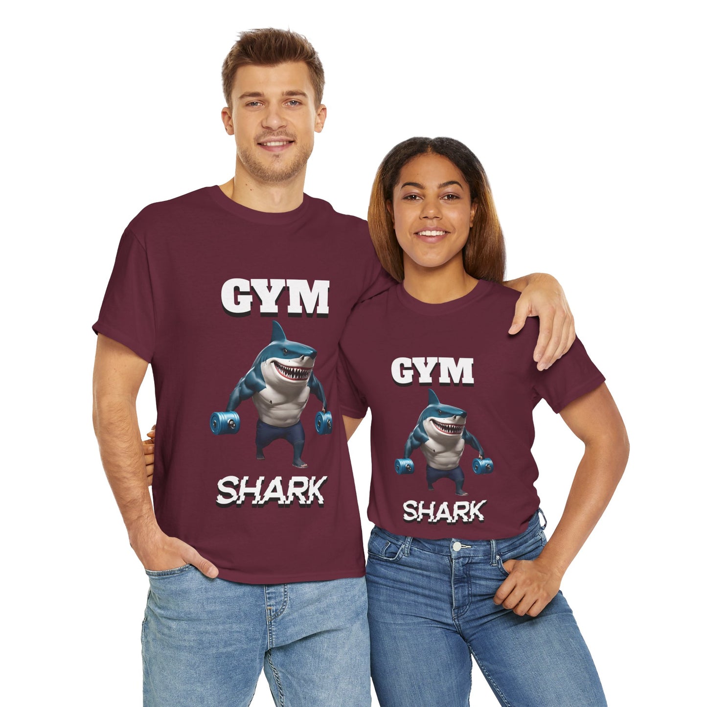 Gym Shark Performance Shirt Flashlander Cotton Unisex Charcoal Black Graphic Tee