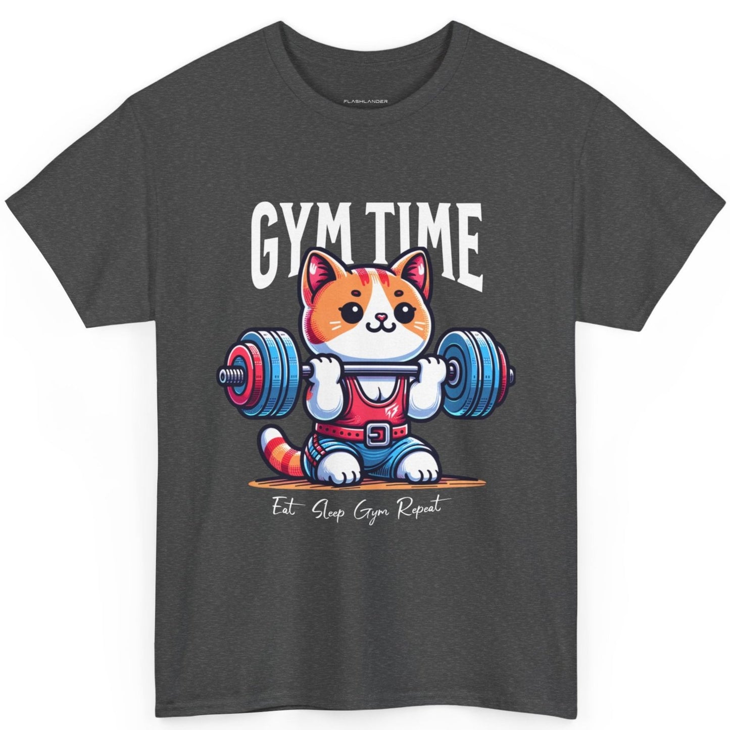 Cute Cat Gym Time Shirt Flashlander Graphic Tee