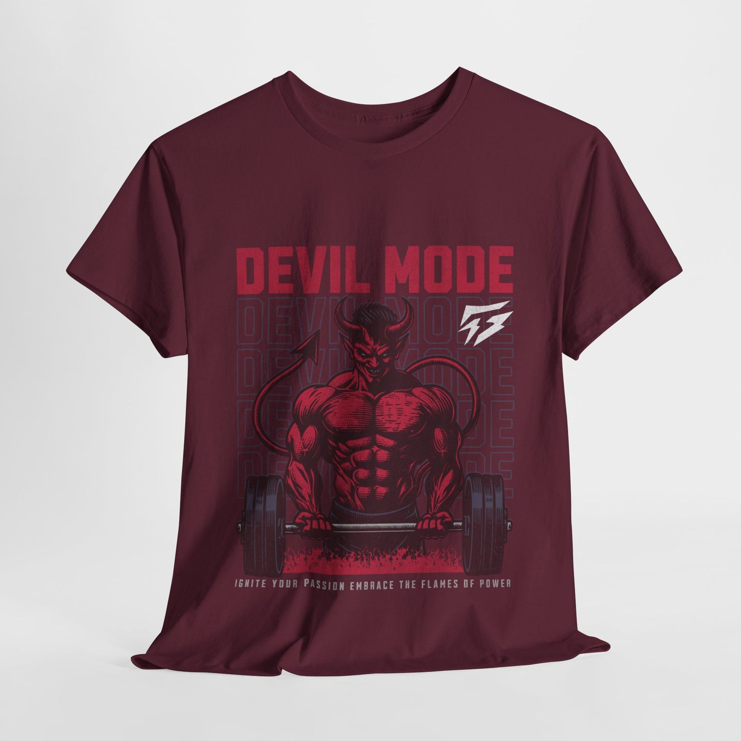 Devil Mode Gym Shirt Flashlander Cotton Unisex Charcoal Black Performance Graphic Tee