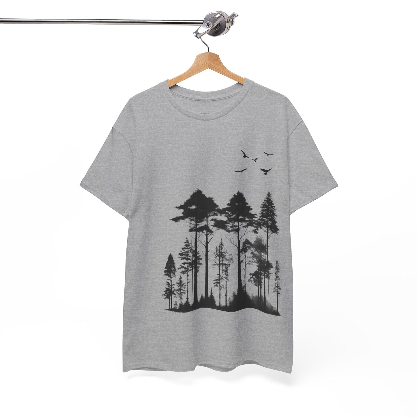 Camisa del bosque de pinos Camiseta unisex de algodón pesado Flashlander