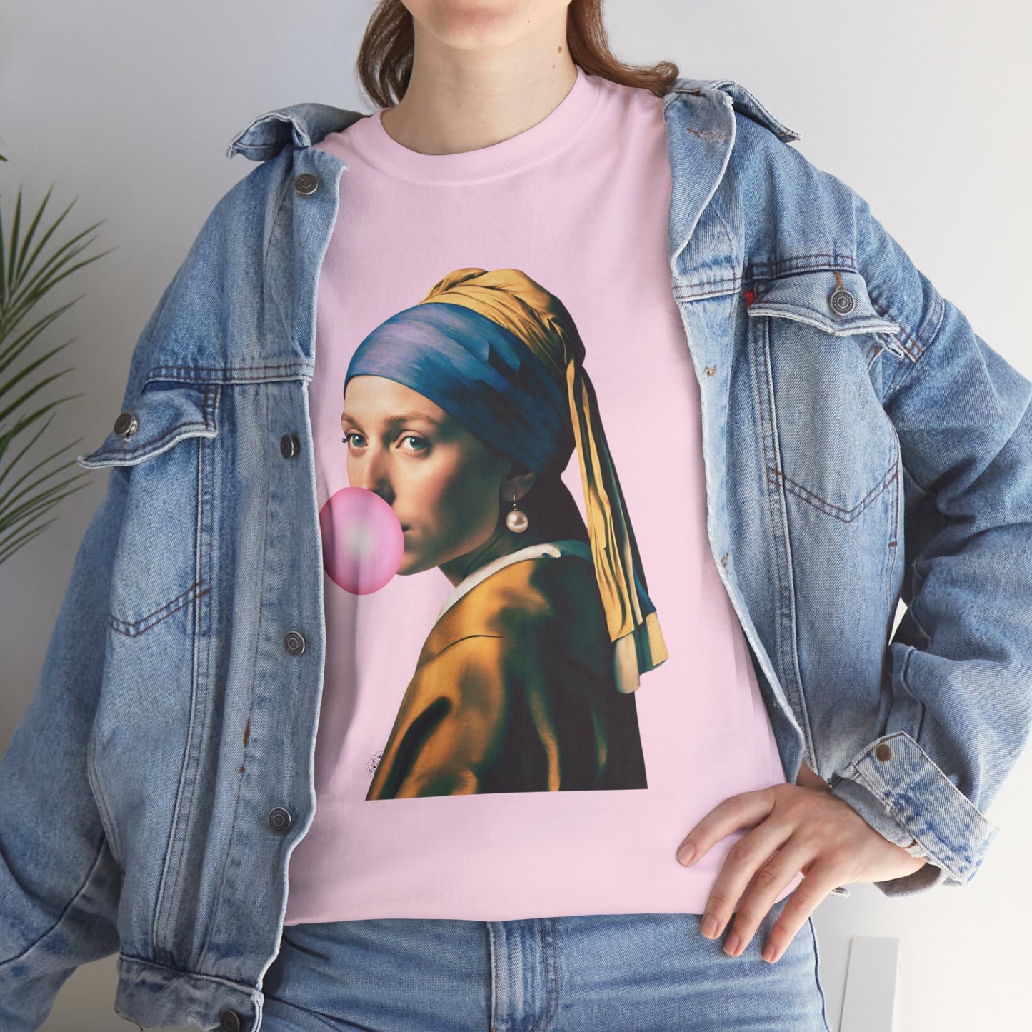 Bubble Gum Girl with a Pearl Earring Johannes Vermeer - Flashlander Gym Shirt