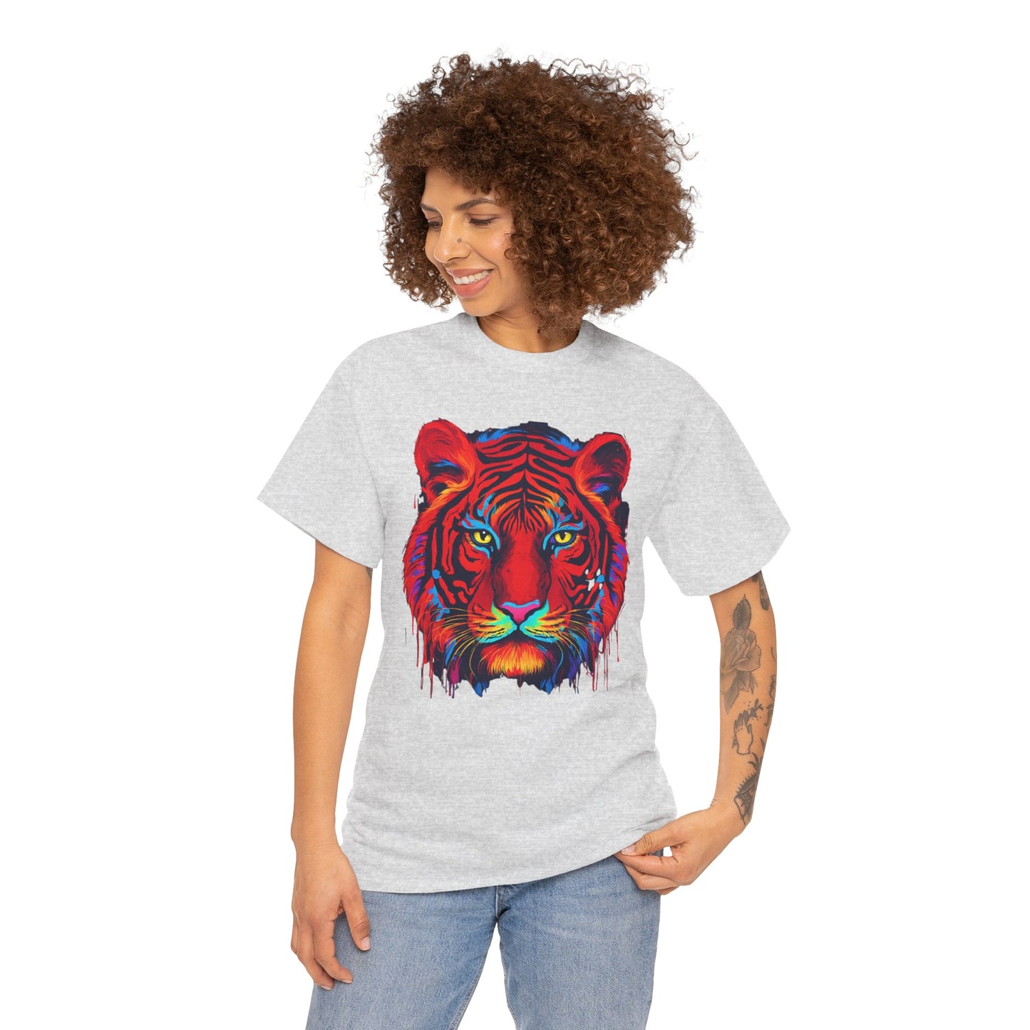 Majestuosa camiseta de Flashlander con diseño pop art de tigre rojo