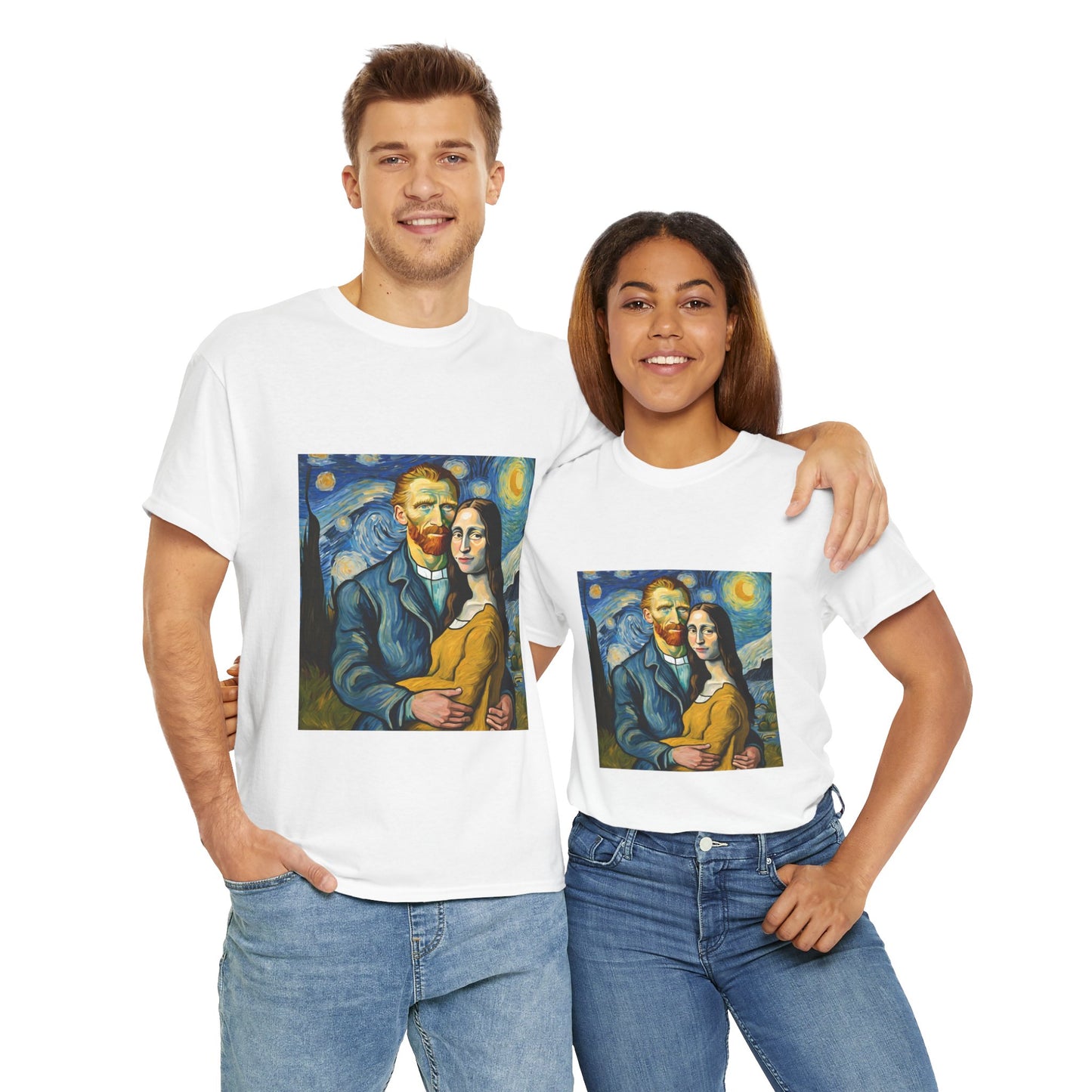 Funny Mona Lisa with Vincent Van Gogh Starry Night - Flashlander Gym Shirt