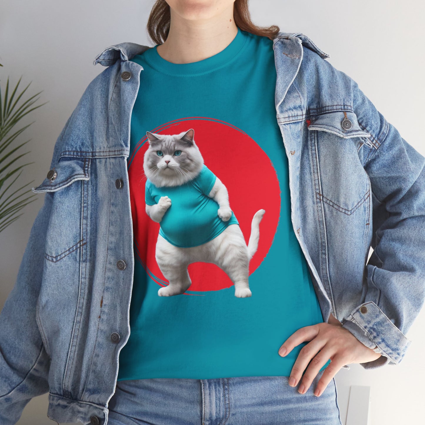 Camiseta de gimnasio Flashlander con divertido gato gordo de karate