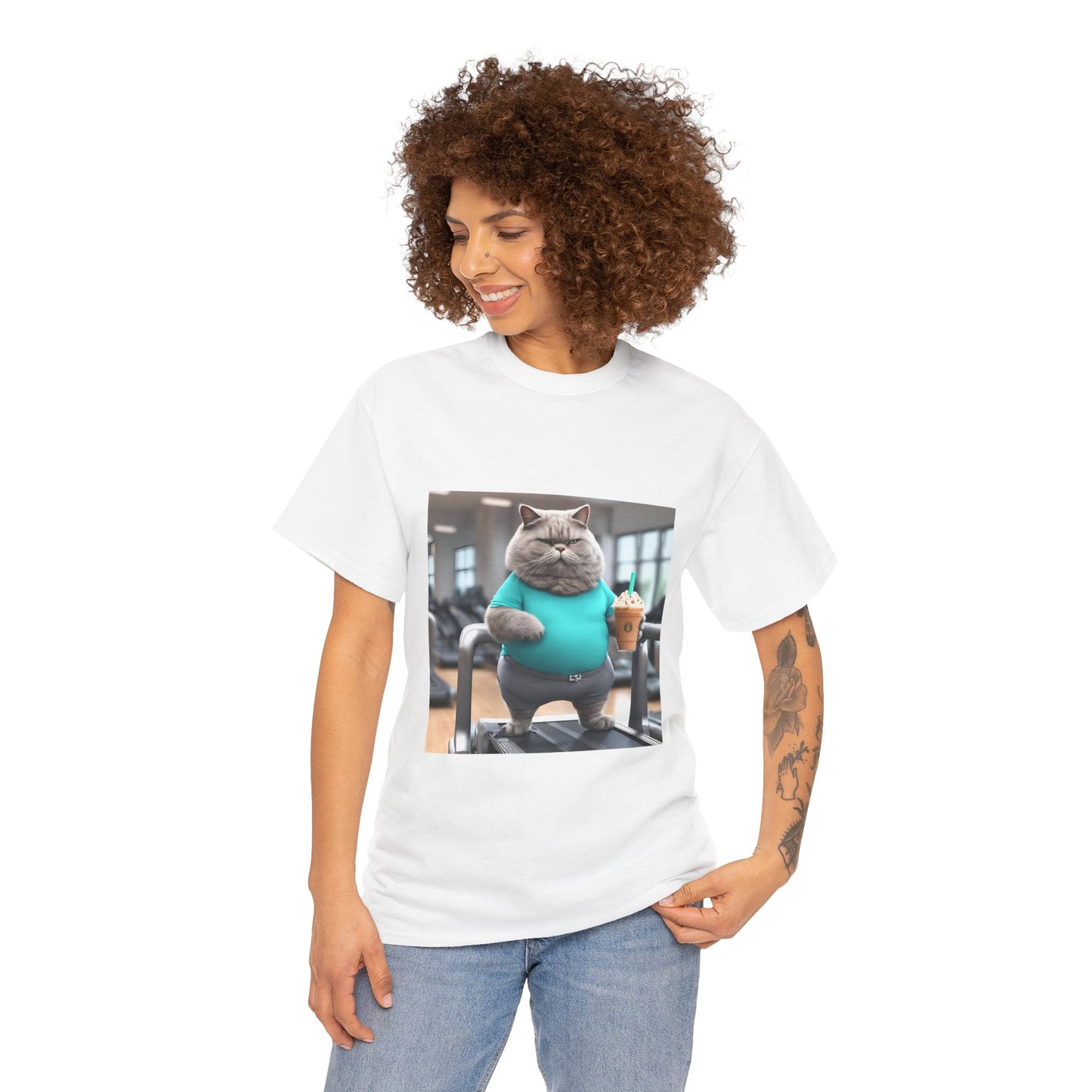 Funny Fat Cat On The Treadmill - Flashlander Gym Shirt