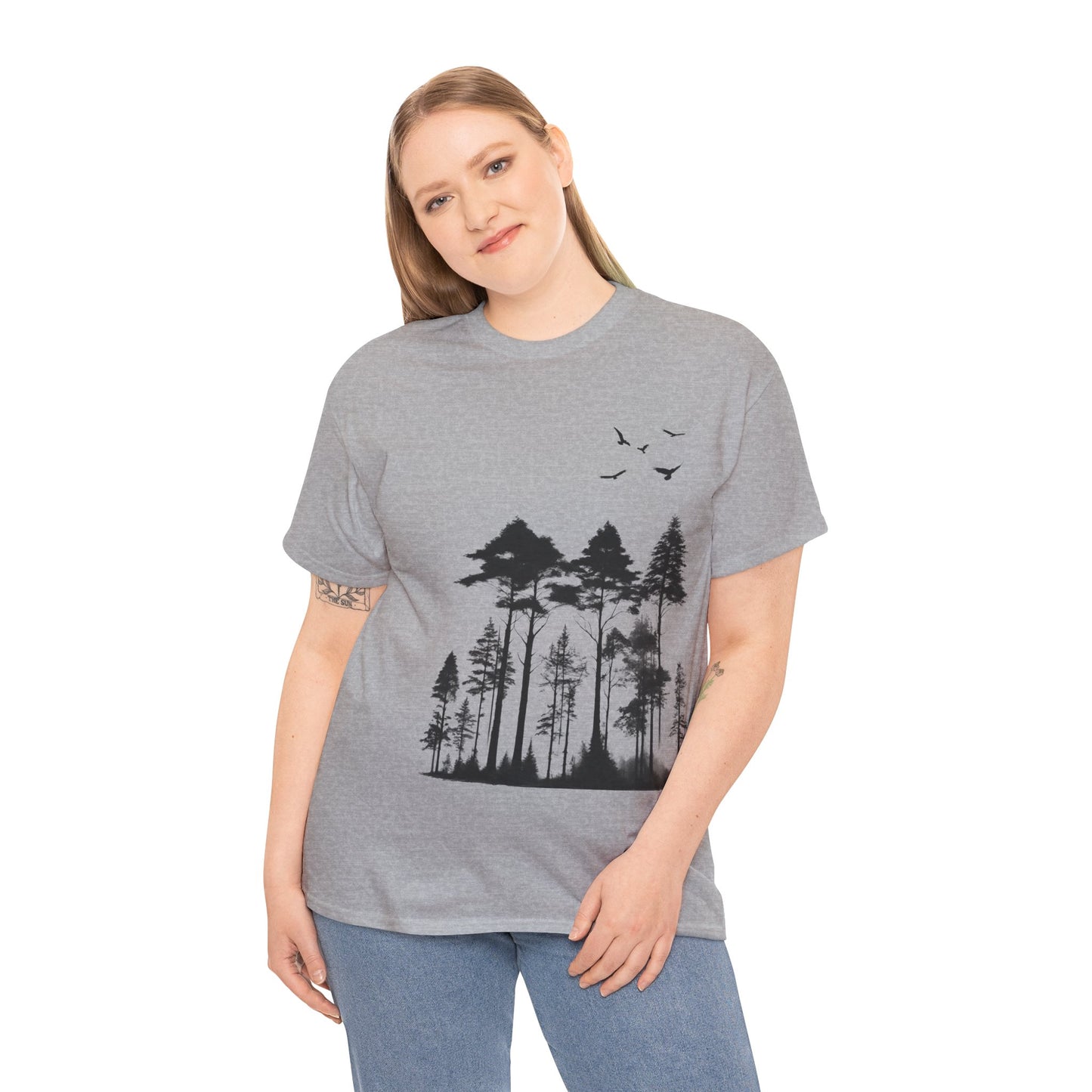 Camisa del bosque de pinos Camiseta unisex de algodón pesado Flashlander