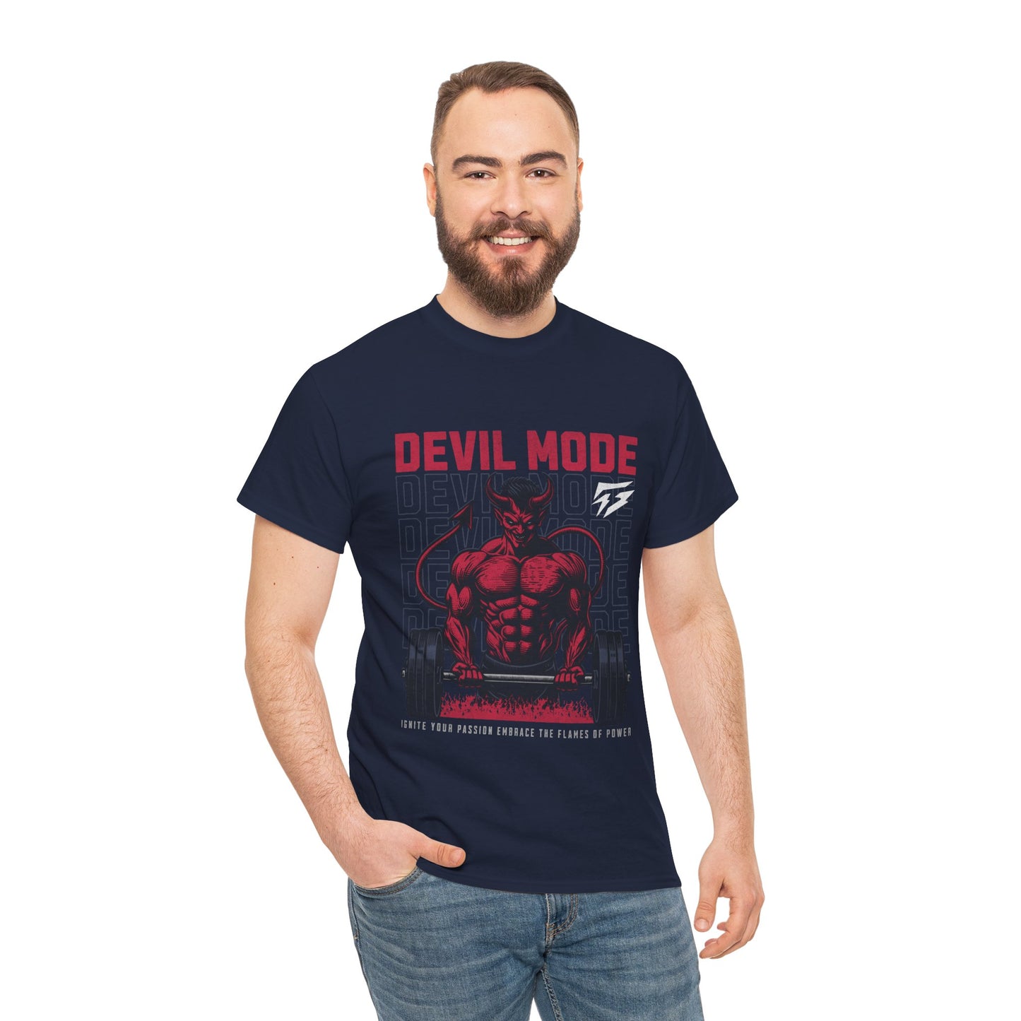 Devil Mode Gym Shirt Flashlander Cotton Unisex Charcoal Black Performance Graphic Tee