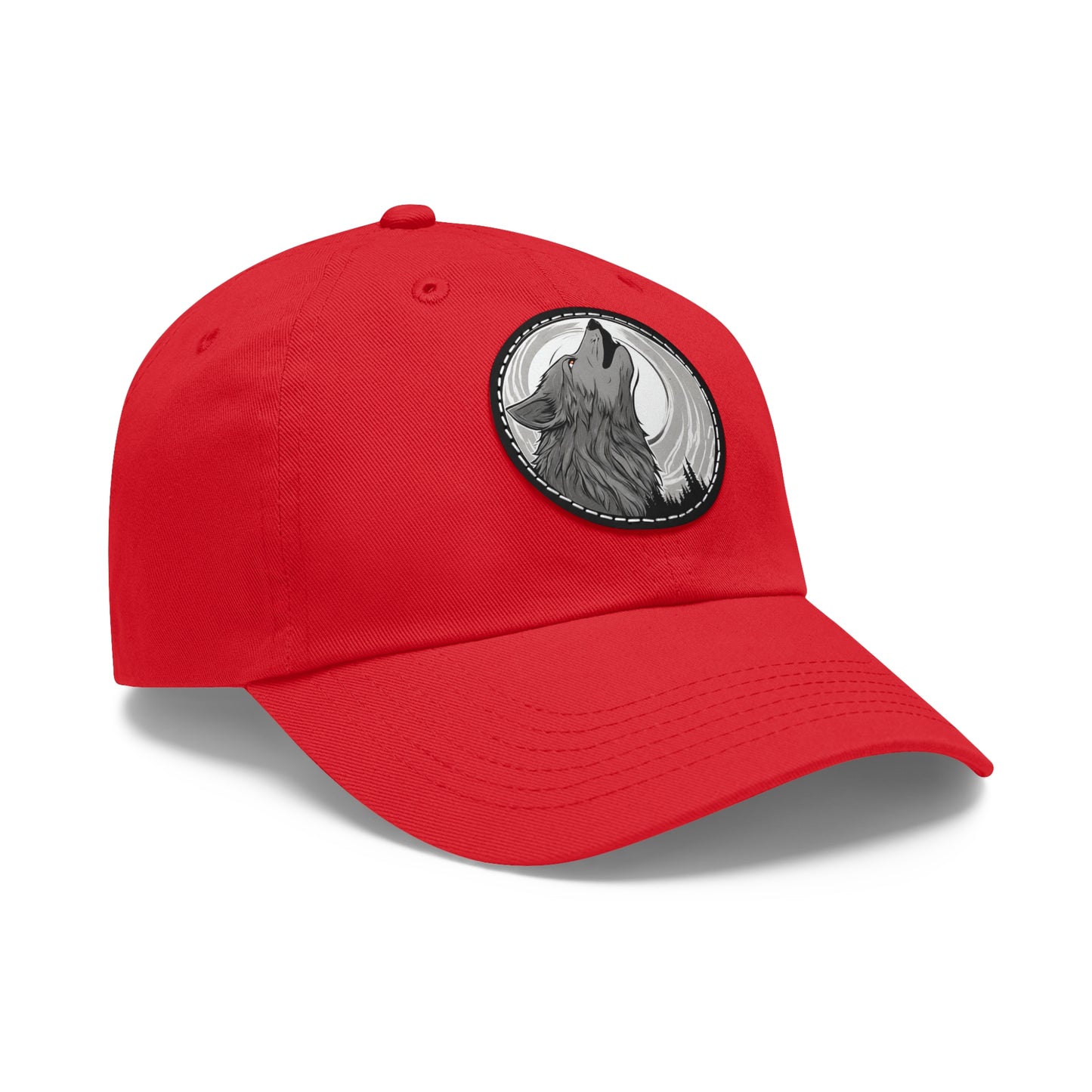 Wolf Howl with Full Moon Hat Wolf Hat Sportswear Cap Dad Hat with Patch (Round) Baseball Cap Wolf Cap Custom Hat Flashlander