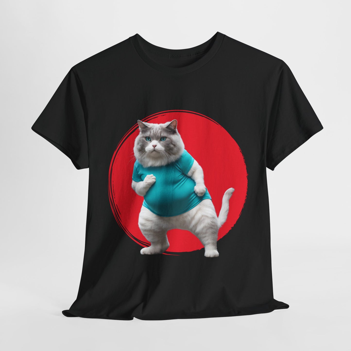 Camiseta de gimnasio Flashlander con divertido gato gordo de karate