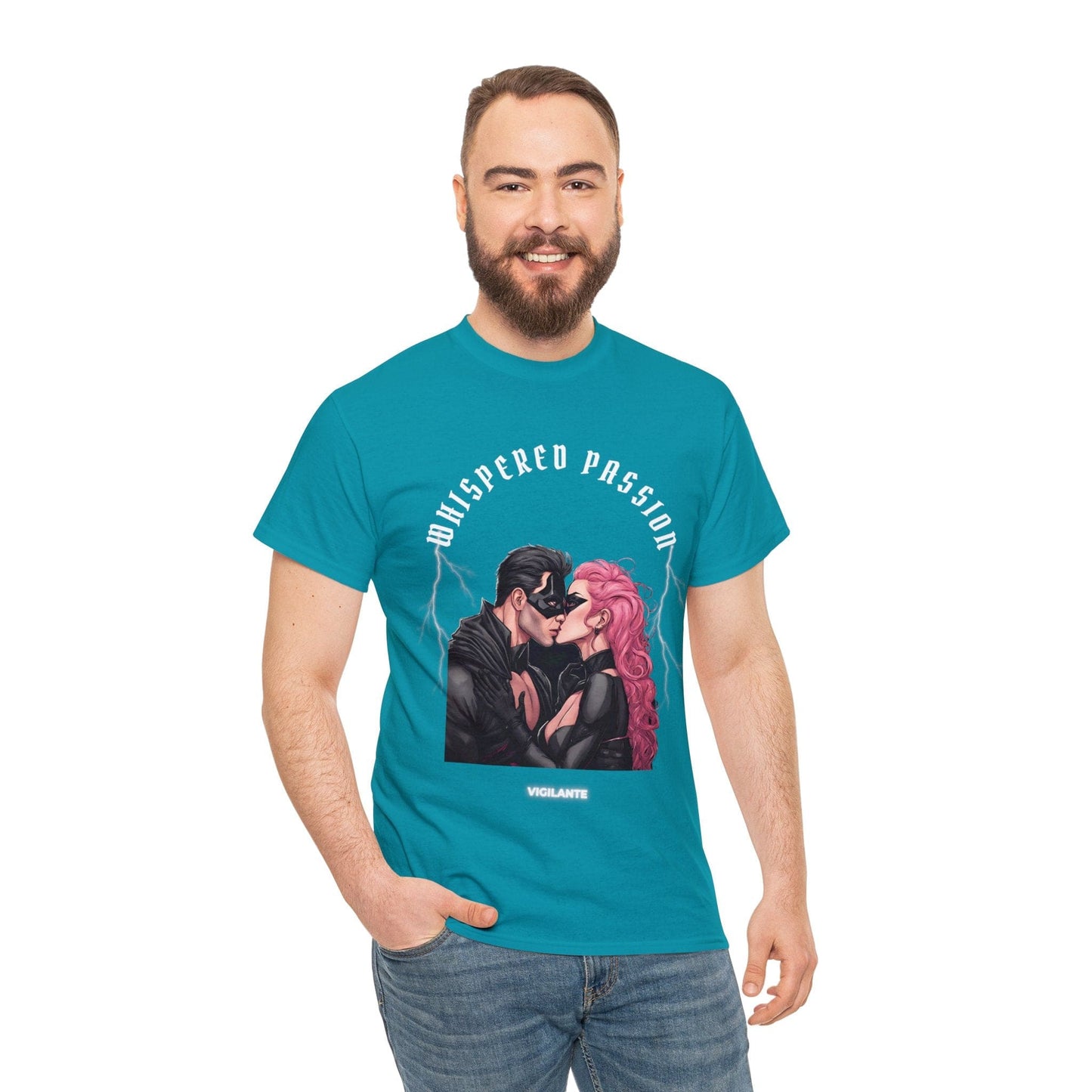 Super Heroe T Shirt Vigilante Kiss Shirt Whispered Passion TShirt Love T Shirt Gift For Her For Him Unisex Heavy Cotton Tee Flashlander