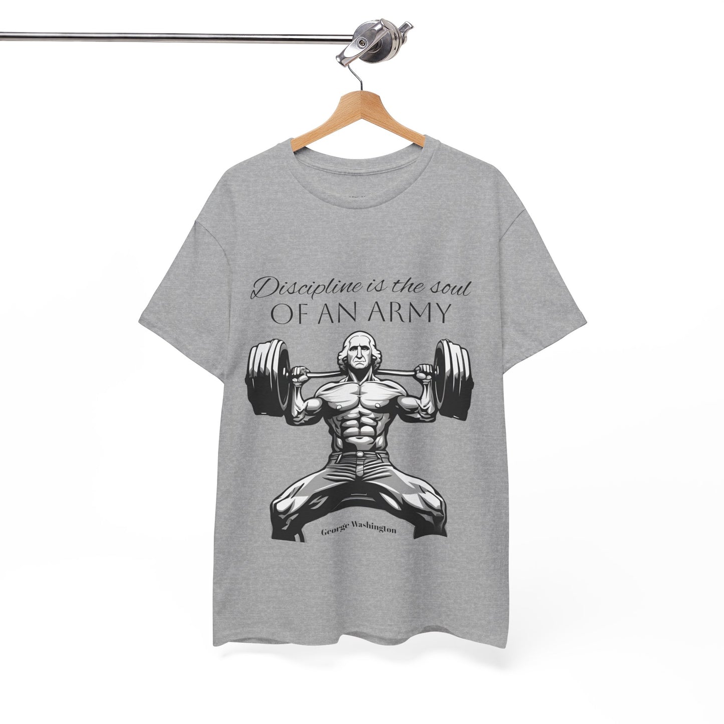 T-shirt de culturiste George Washington - Flashlander Disipline Is The Soul Of An Army Gym T-shirt en coton unisexe noir anthracite graphique