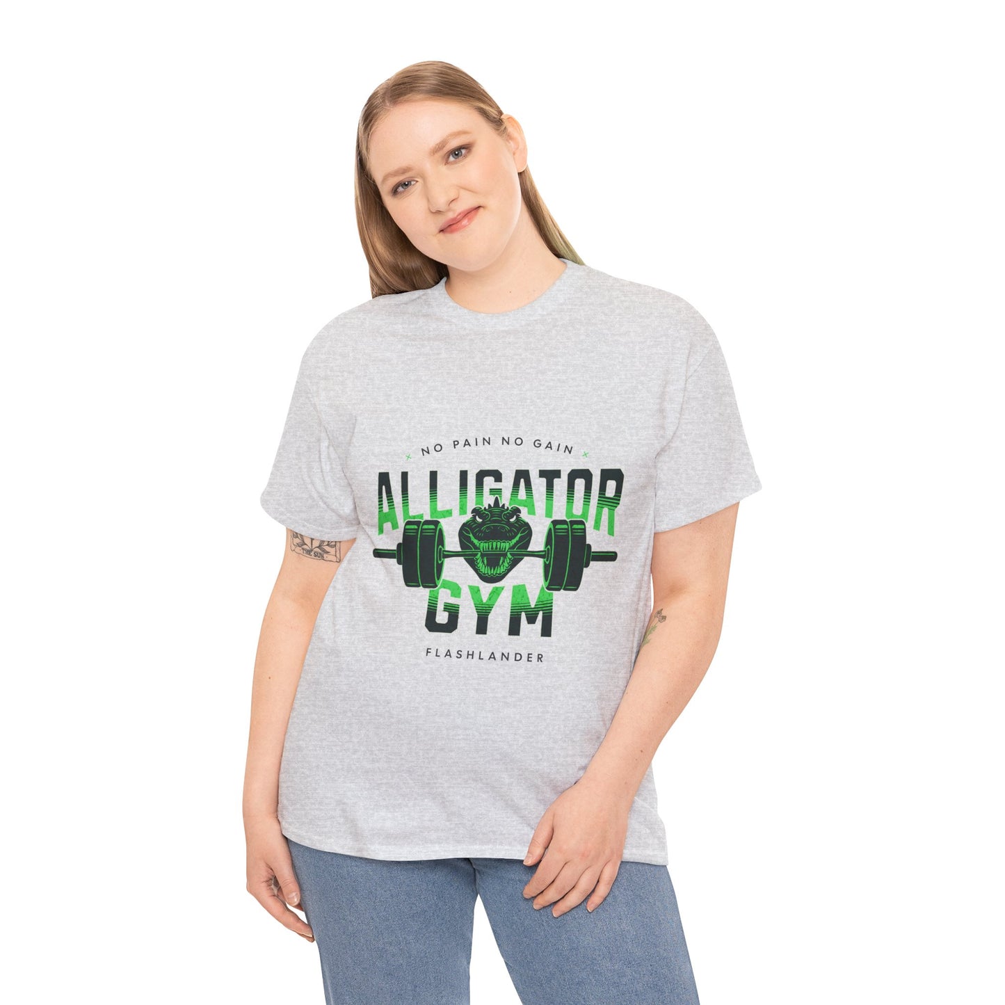 Aligator Gym Shirt Flashlander Cotton Unisex Charcoal Black Graphic Tee