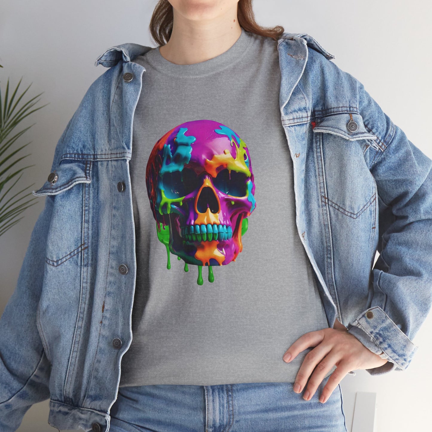 Camiseta con calavera de fusión de neón Flashlander