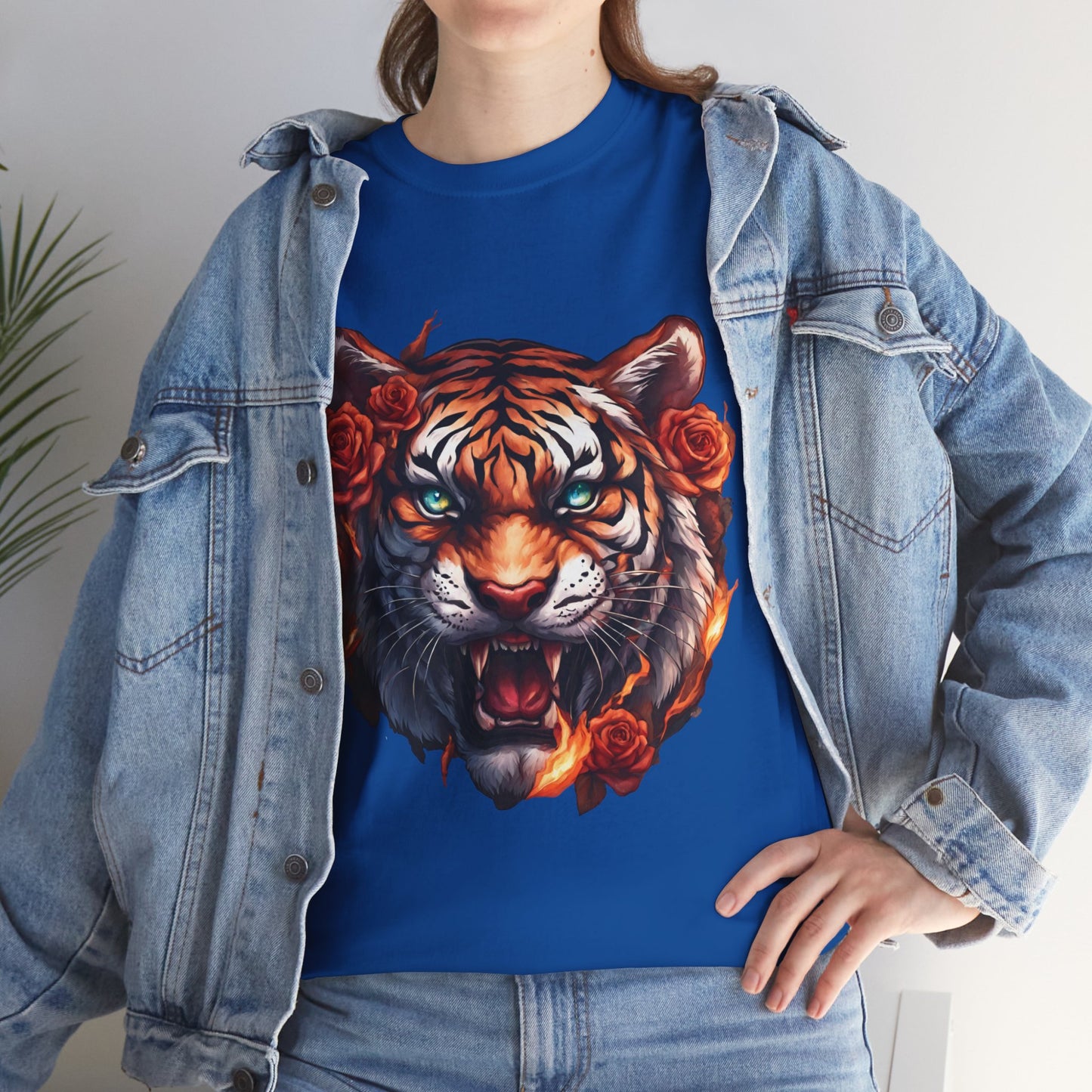 Tiger Flames and Roses T-Shirt Flashlander