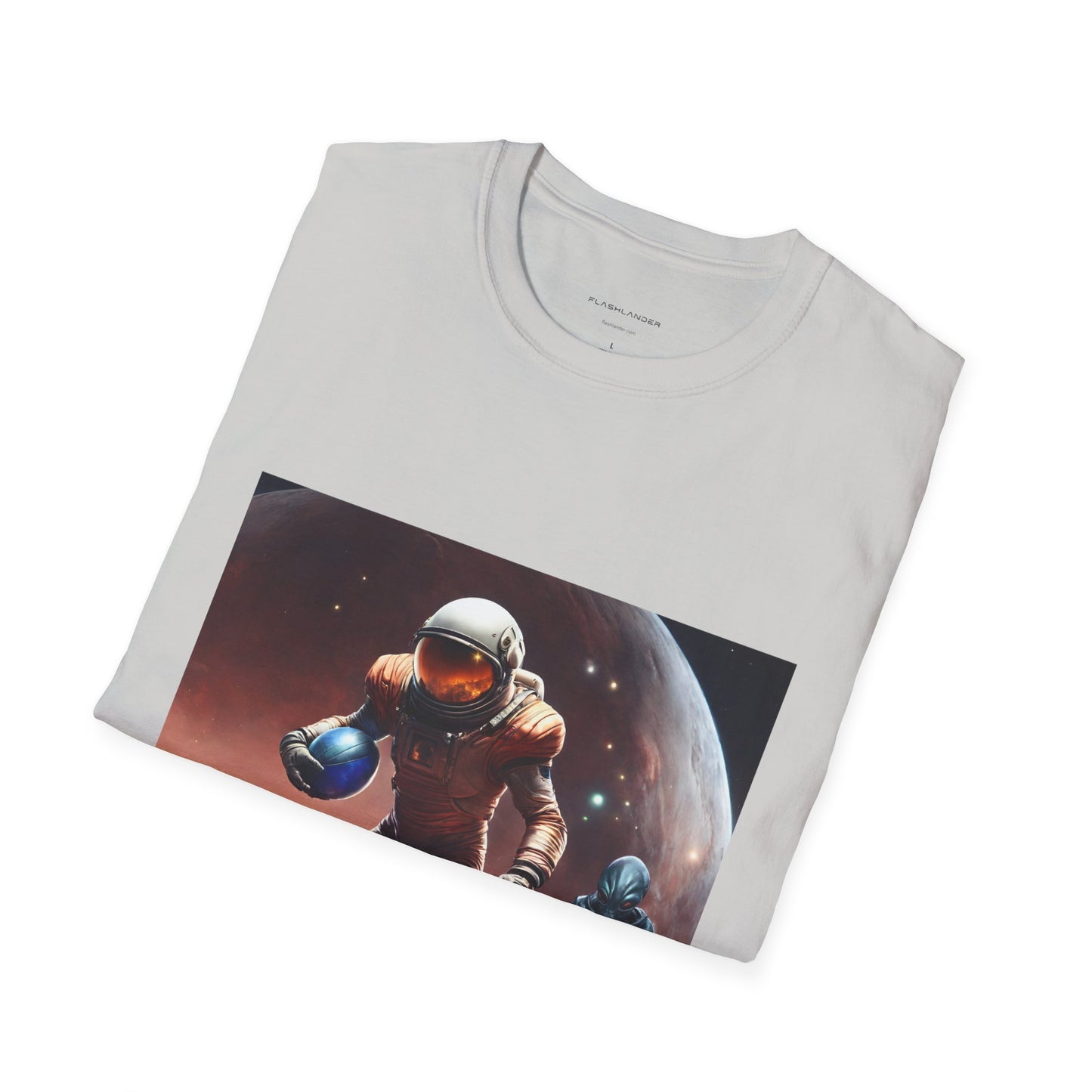 Astronaut and Alien Face Off in Football Gym Shirt Flashlander