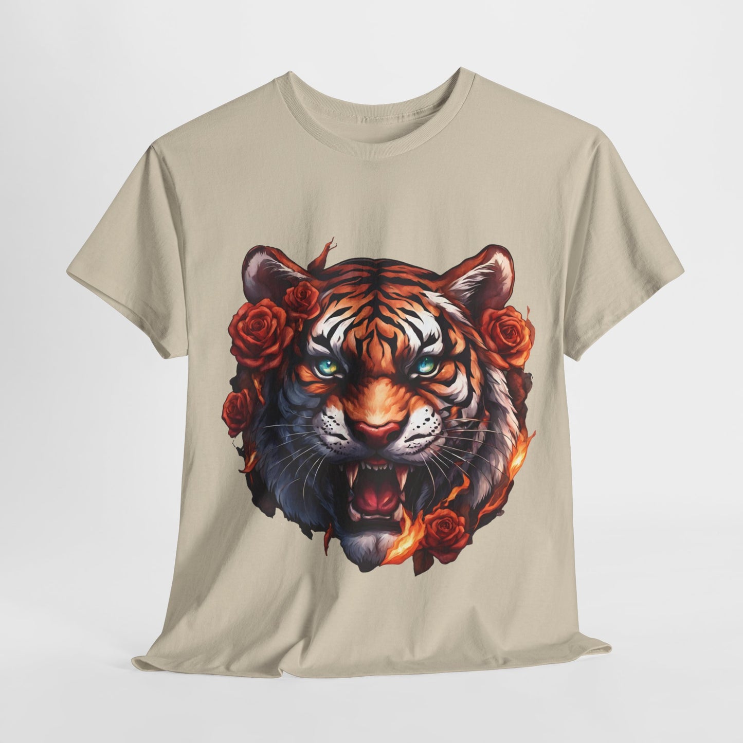 Tiger Flames and Roses T-Shirt Flashlander