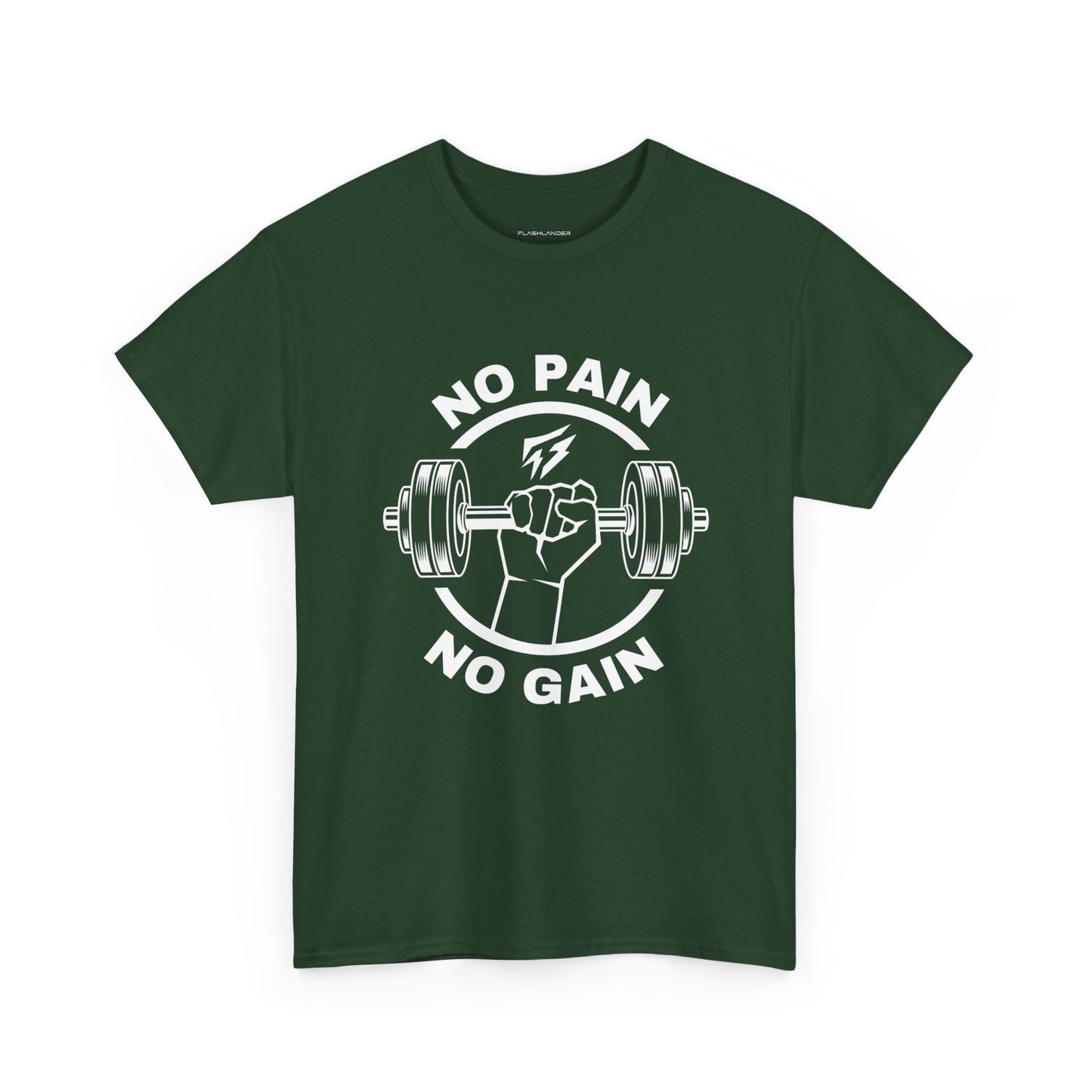 T-shirt de sport Lifting Flashlander avec citation « No Pain No Gain »