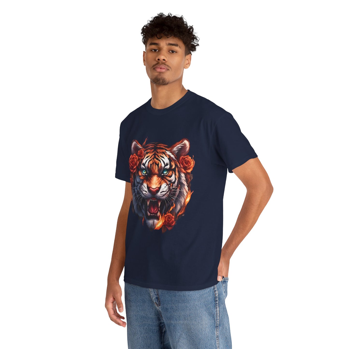 Tiger Flames and Roses T-Shirt Flashlander