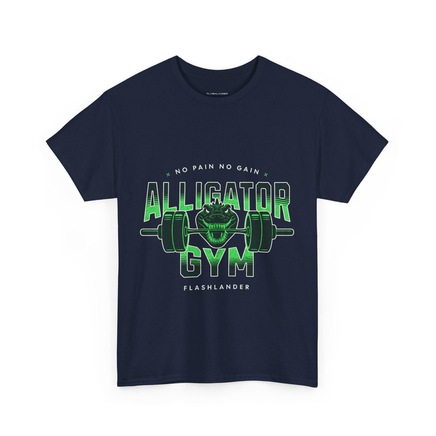 Aligator Gym Shirt Flashlander Cotton Unisex Charcoal Black Graphic Tee