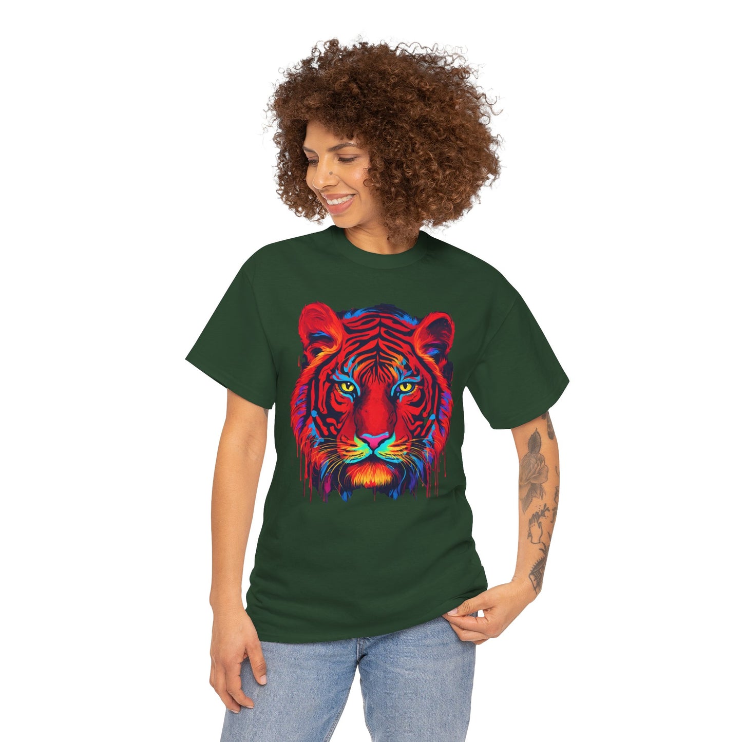 Majestuosa camiseta de Flashlander con diseño pop art de tigre rojo