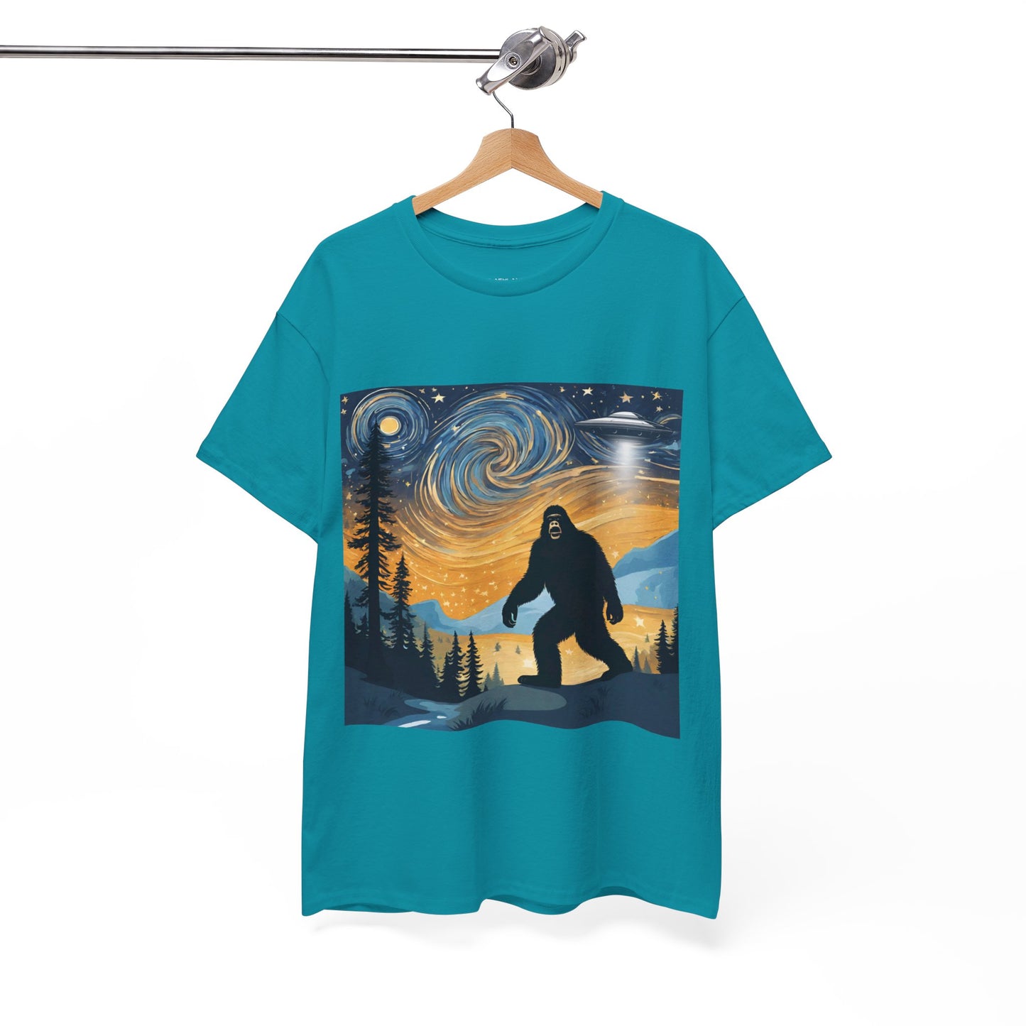 Funny Starry Night Stroll Bigfoot Encounters UFO Abduction - Flashlander Gym Shirt