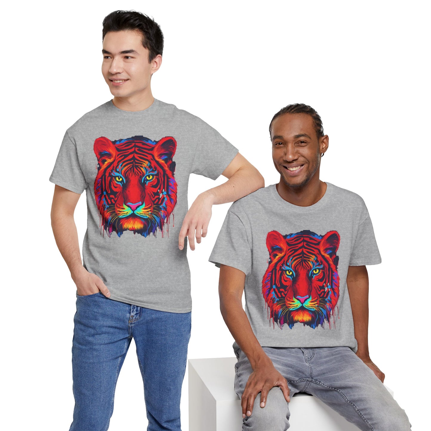 Majestuosa camiseta de Flashlander con diseño pop art de tigre rojo