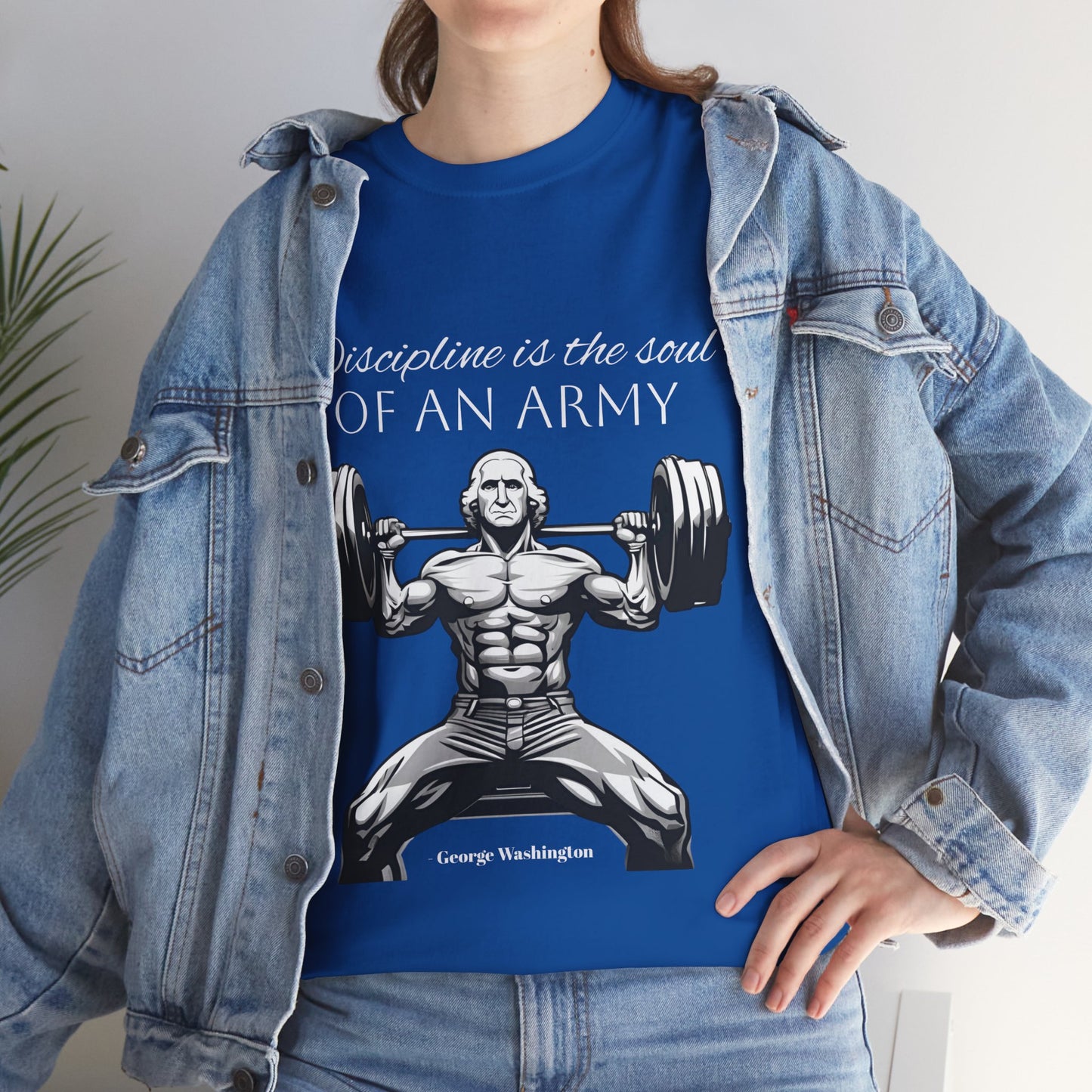 T-shirt de culturiste George Washington - Flashlander Disipline Is The Soul Of An Army Gym T-shirt en coton unisexe noir anthracite graphique